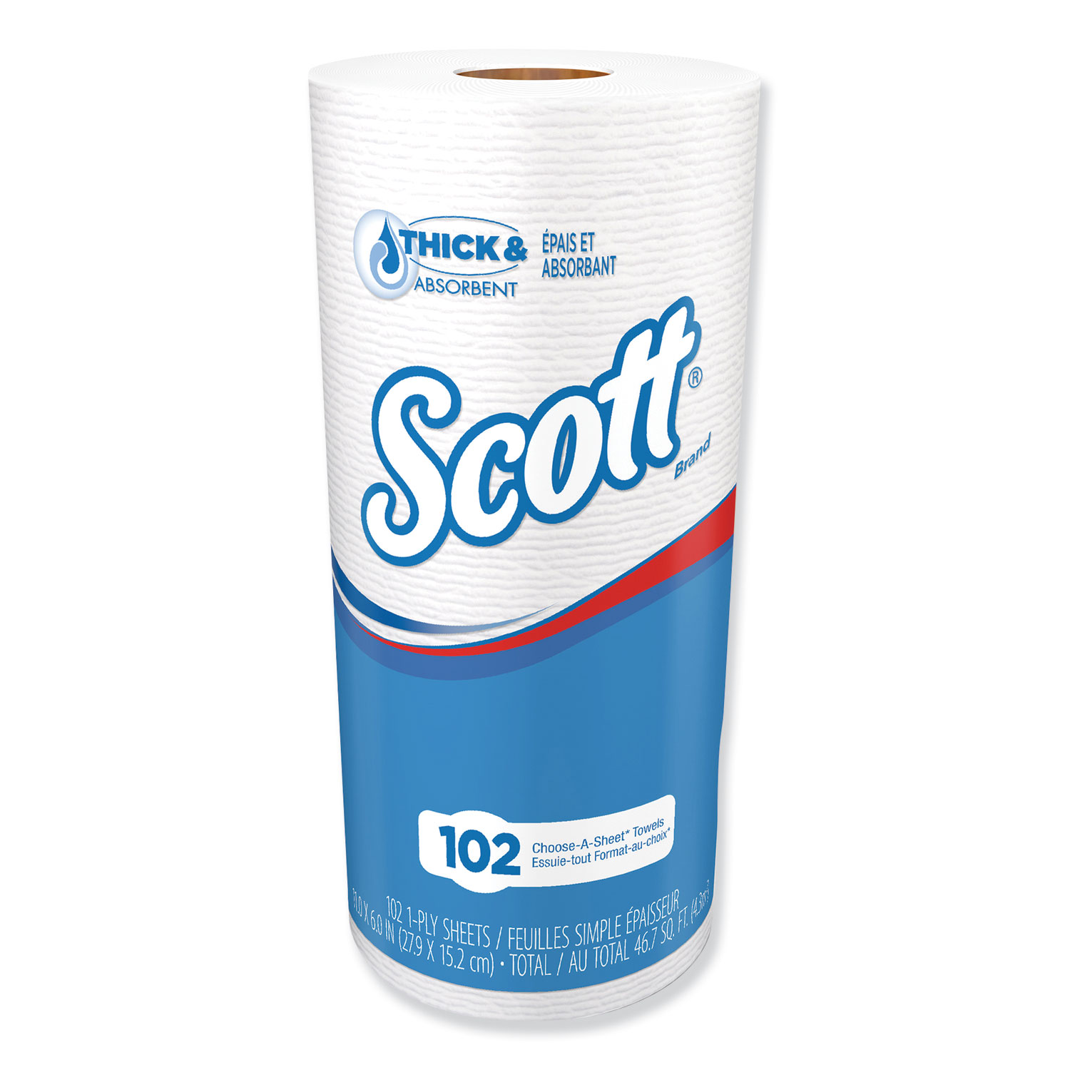  Scott 47031 Choose-A-Sheet Mega Roll Paper Towels, 1-Ply, White, 102/Roll, 24/Carton (KCC47031) 