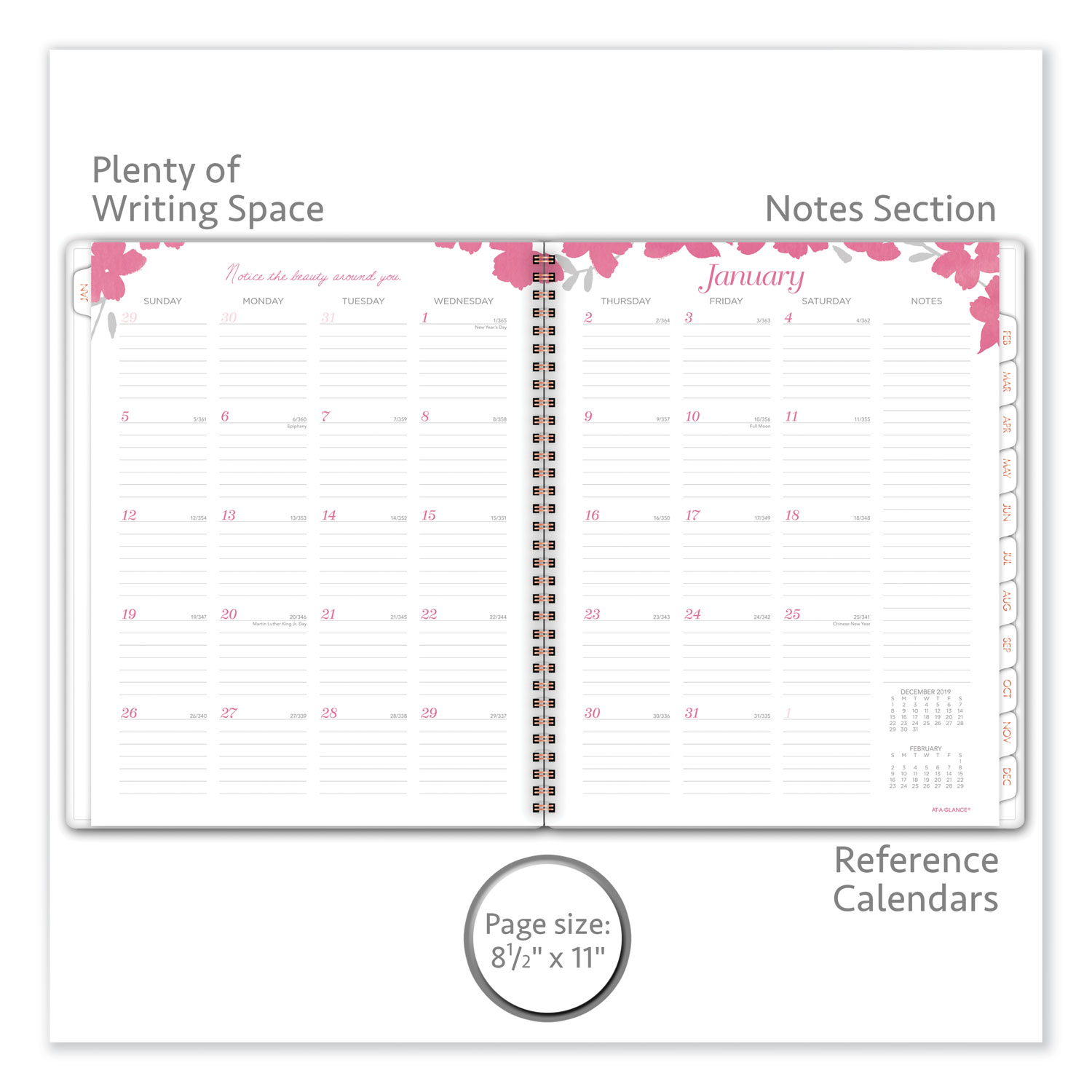 Sorbet Weekly/Monthly Planner, 11 x 8 1/2, Pink/White, 2020