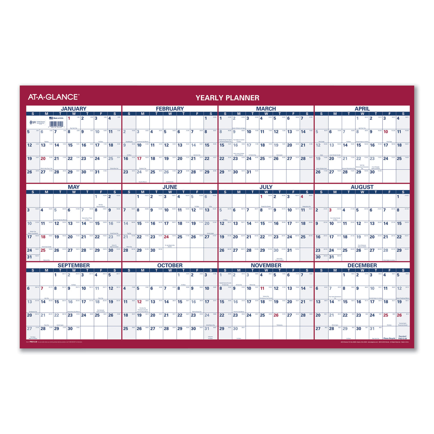 Vertical/Horizontal Wall Calendar, 24 x 36, 2020