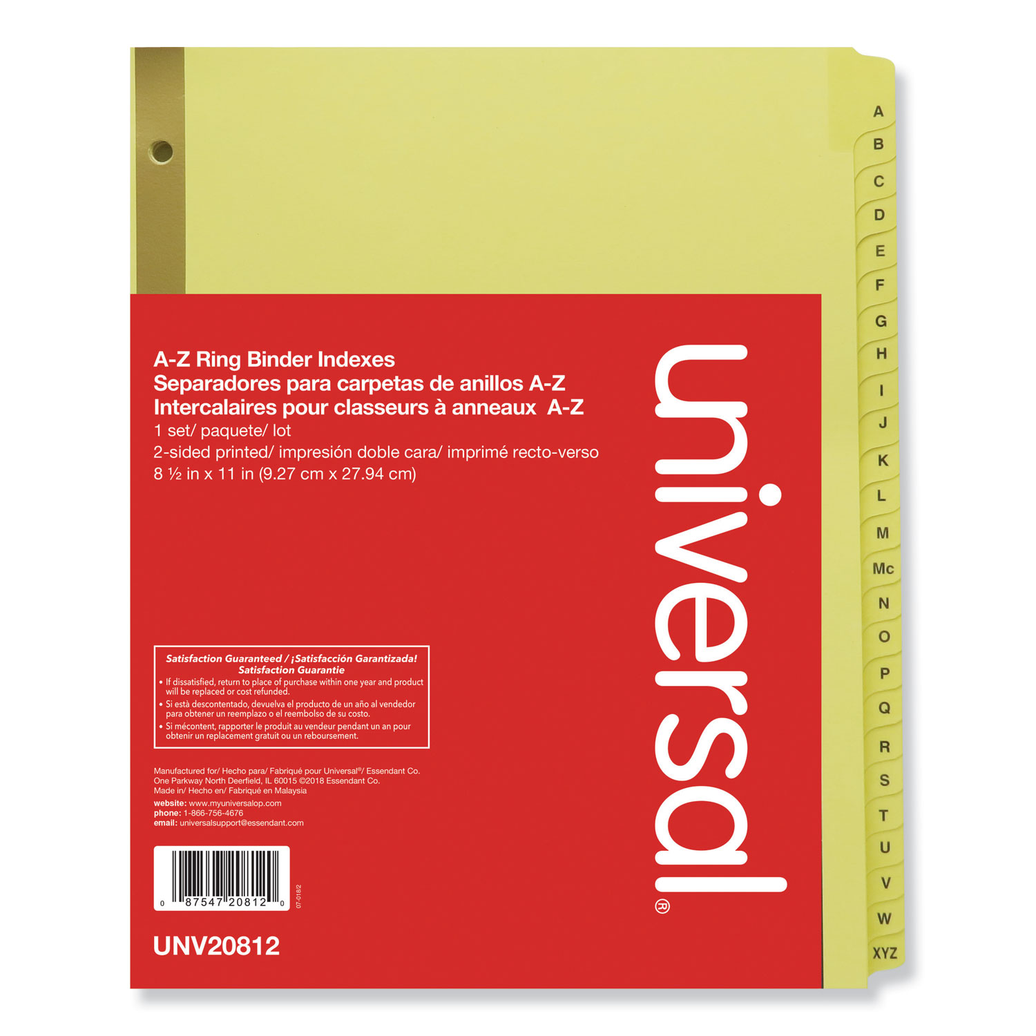  Universal UNV20812 Deluxe Preprinted Plastic Coated Tab Dividers with Black Printing, 25-Tab, A to Z, 11 x 8.5, Buff, 1 Set (UNV20812) 
