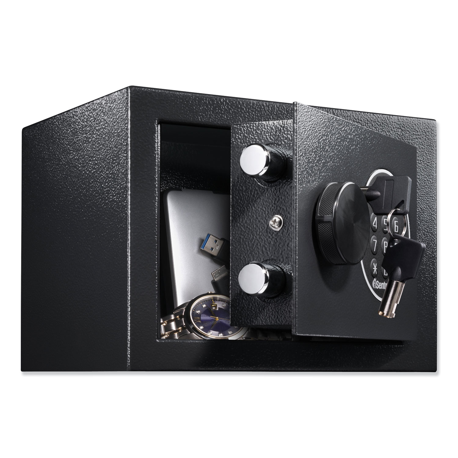 Electronic Security Safe, 0.14 cu ft, 9w x 6.6d x 6.6h, Black Zuma
