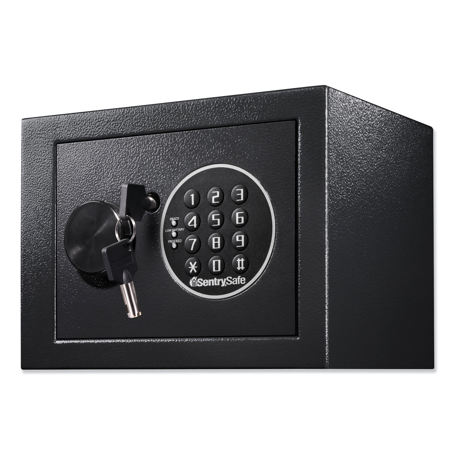 Electronic Security Safe, 0.14 ft3, 9w x 6 3/5d x 6 3/5h, Black