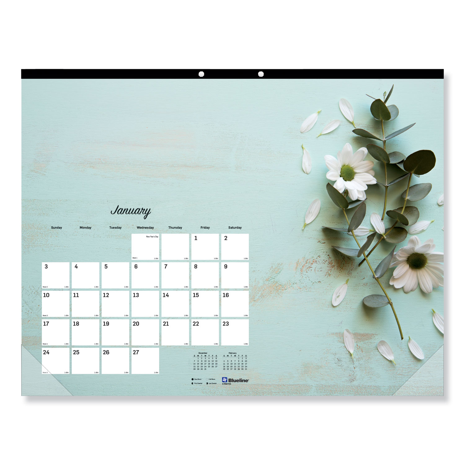  Blueline C195112 Romantic Monthly Desk Pad Calendar, 17 3/4 x 10 7/8, Blossoms, 2020 (REDC195112) 