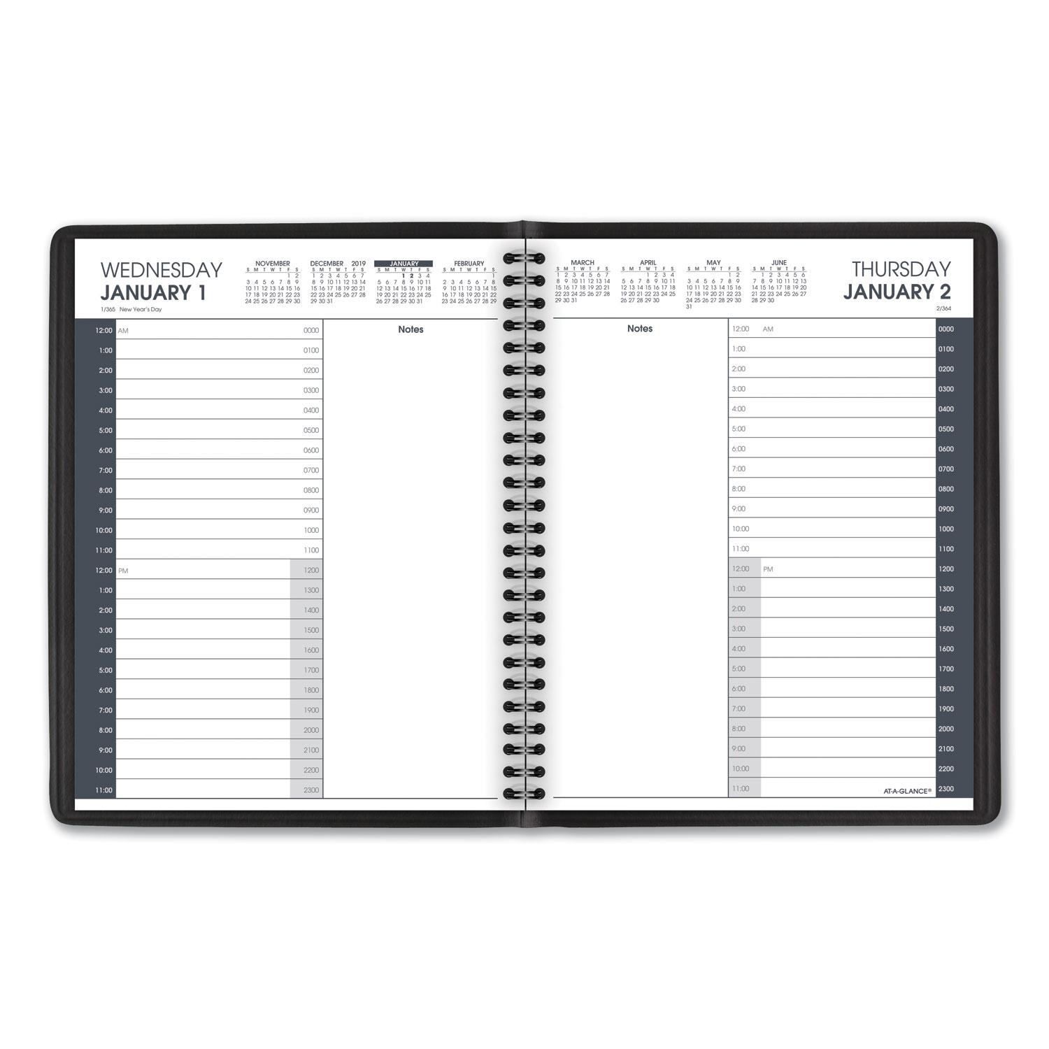 24-Hour Daily Appointment Book, 8 3/4 x 6 7/8, White, 2020