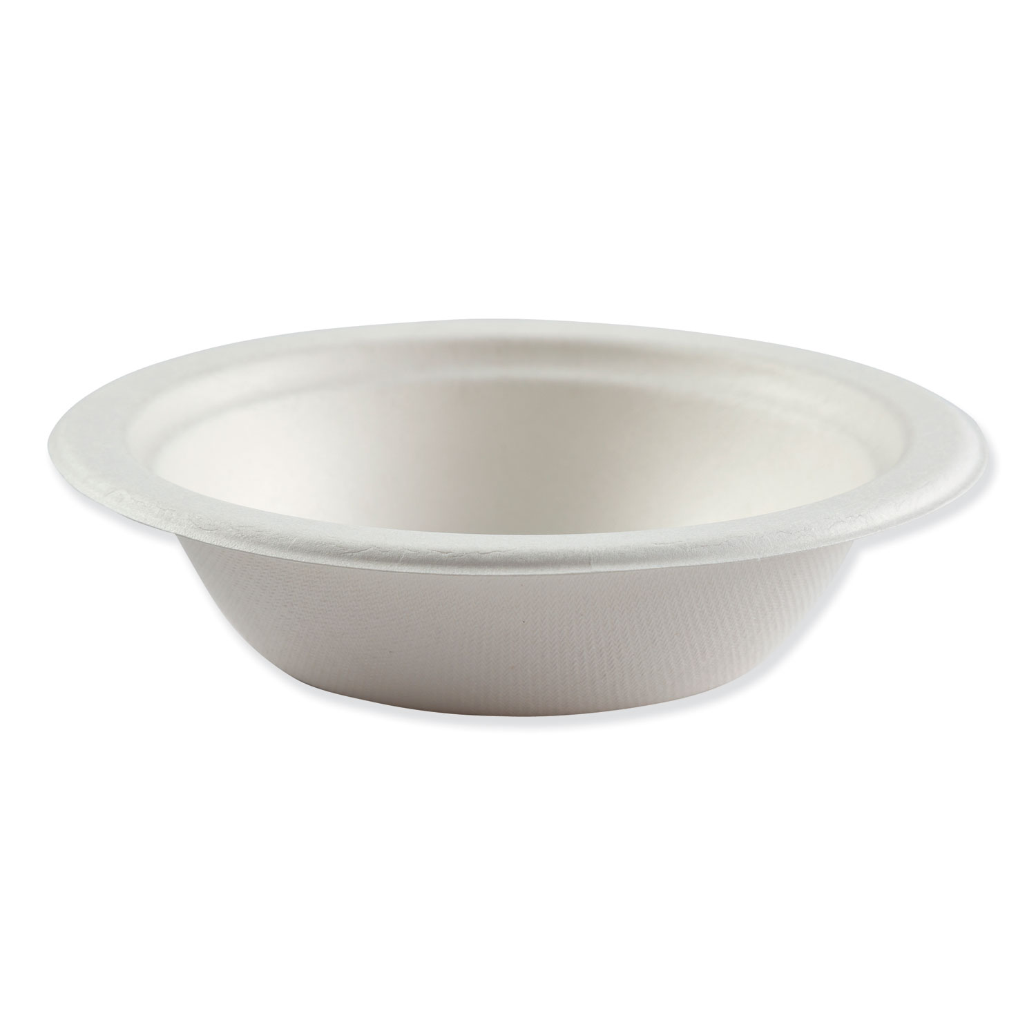 Bagasse Molded Fiber Dinnerware, Bowl, 6.25" Diameter, White, 1,000/Carton