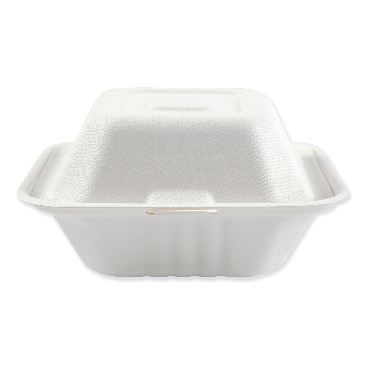  Boardwalk BWKHINGEWF1CM6 Bagasse Molded Fiber Food Containers, Hinged-Lid, 1-Compartment 6 x 6, White, 125/Sleeve, 4 Sleeves/Carton (BWKHINGEWF1CM6) 