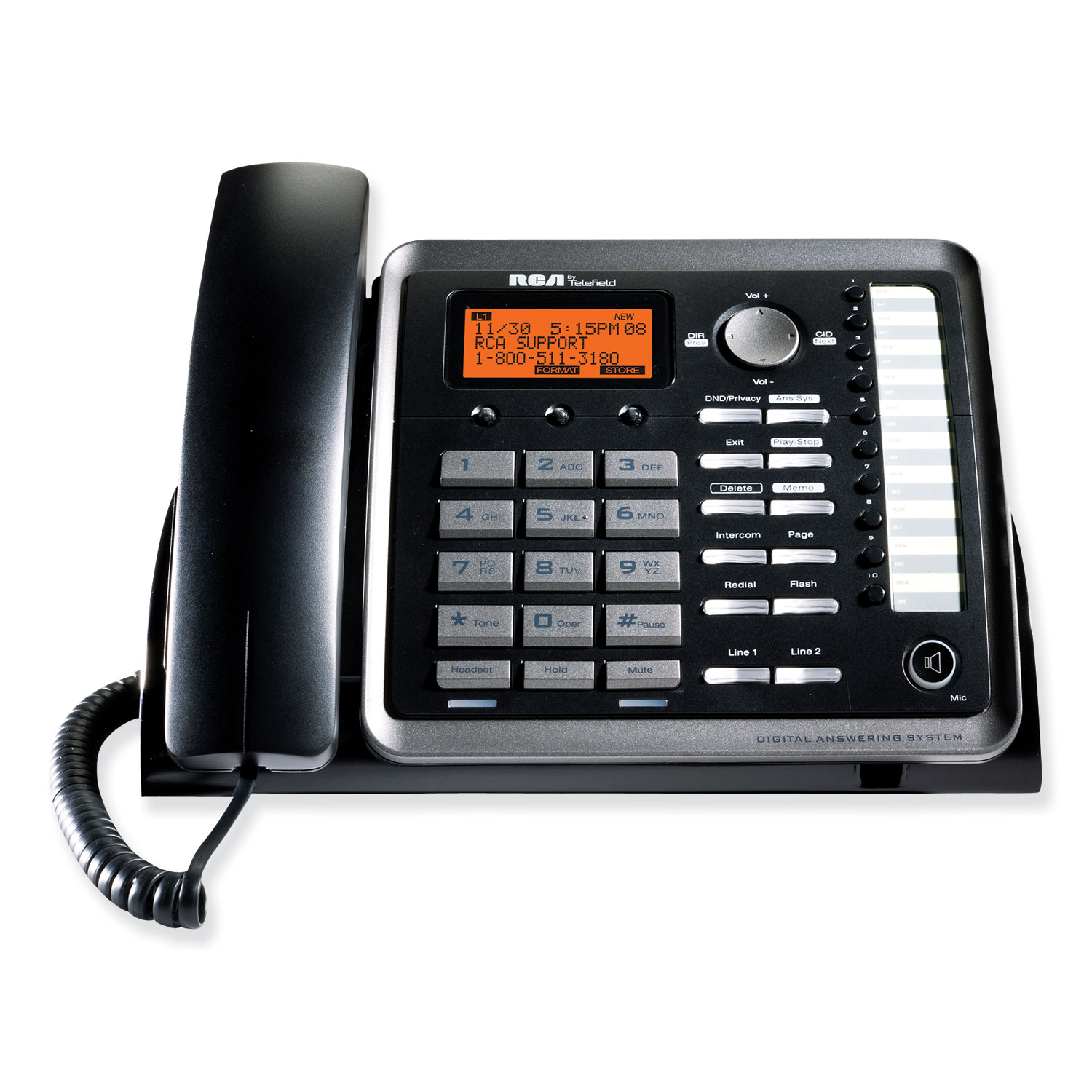  RCA 25254 Two-Line Corded Speakerphone, Expandable Up To 10 Cordless Handsets (RCA25254) 