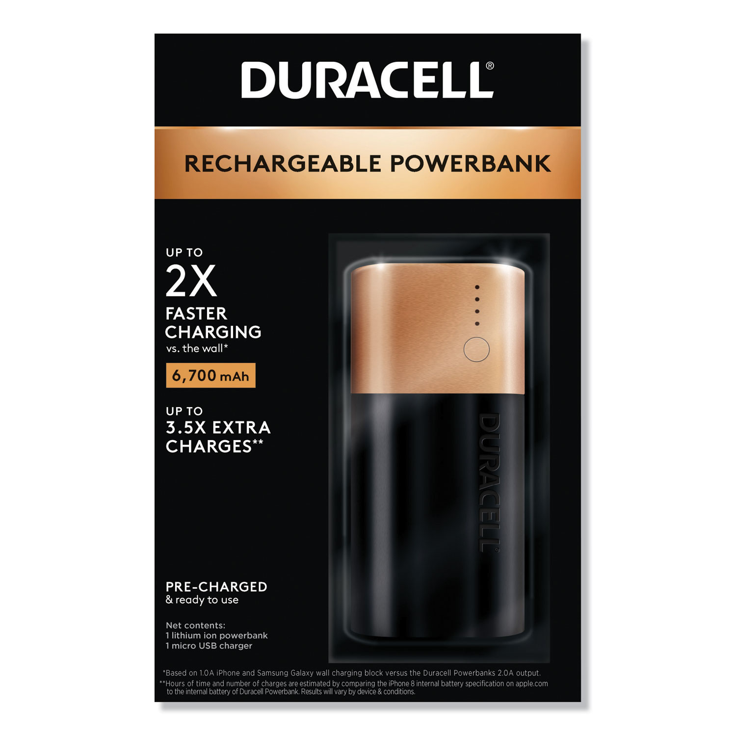  Duracell DMLIONPB2 Rechargeable 6700 mAh Powerbank, 2 Day Portable Charger (DURDMLIONPB2) 