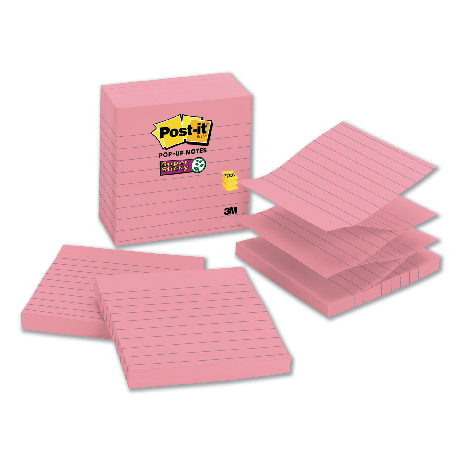 Post-it Pop-up Notes Super Sticky R440NPSS Pop-up Notes Refill, Lined, 4 x 4, Neon Pink, 90-Sheet, 5/Pack (MMMR440NPSS) 