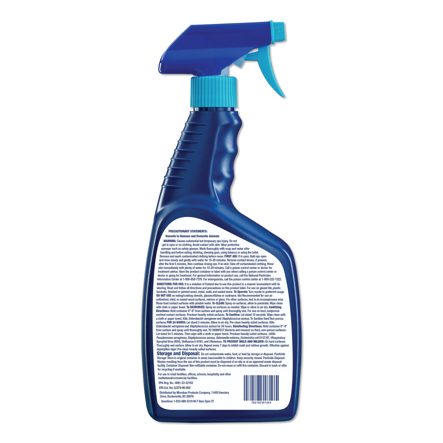 24-Hour Disinfectant Bathroom Cleaner, Citrus, 32 oz Spray Bottle, 6/Carton