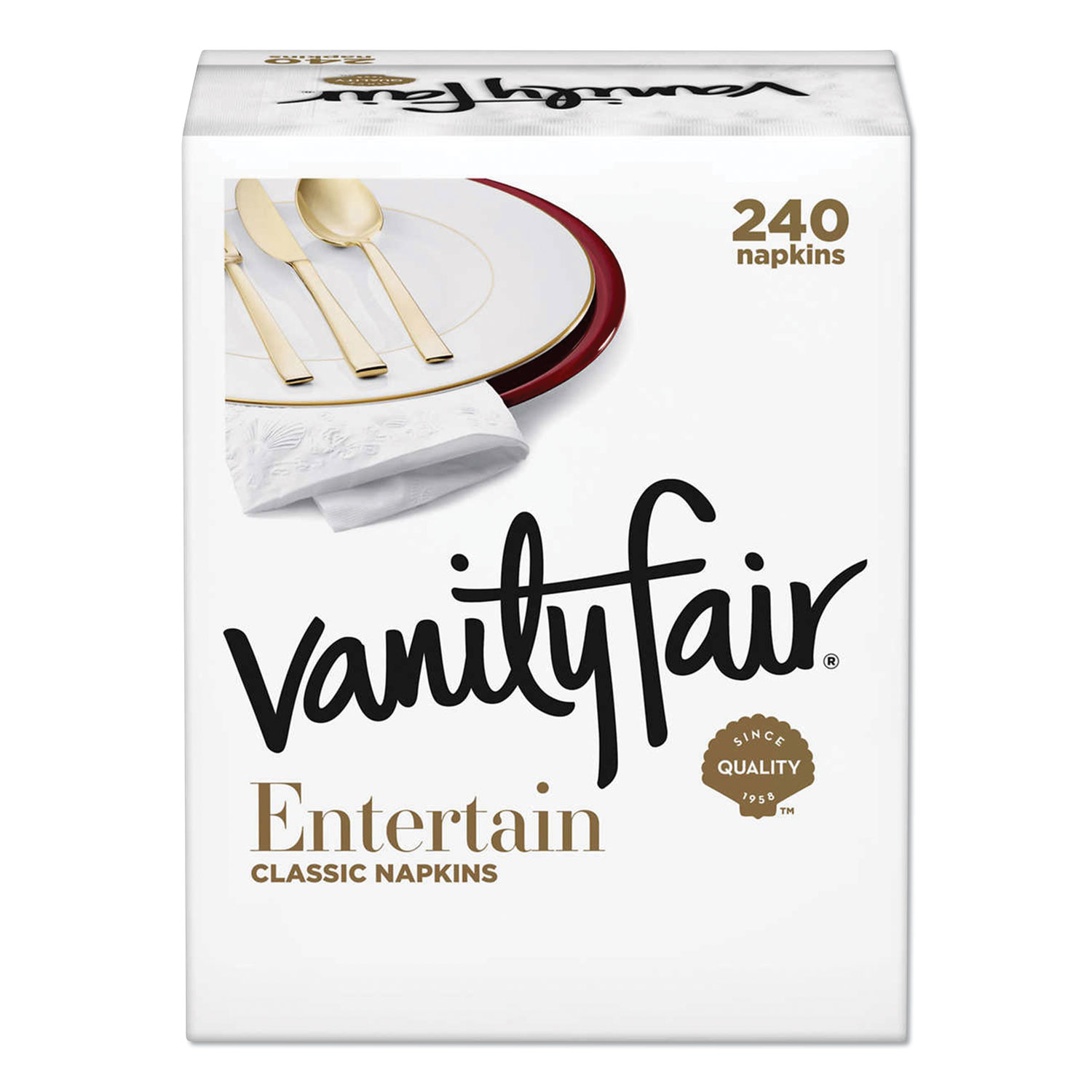  Vanity Fair 831047 Impressions Dinner Napkins, 3-Ply, 15 x 17, White, 240/Carton (VTF831047) 
