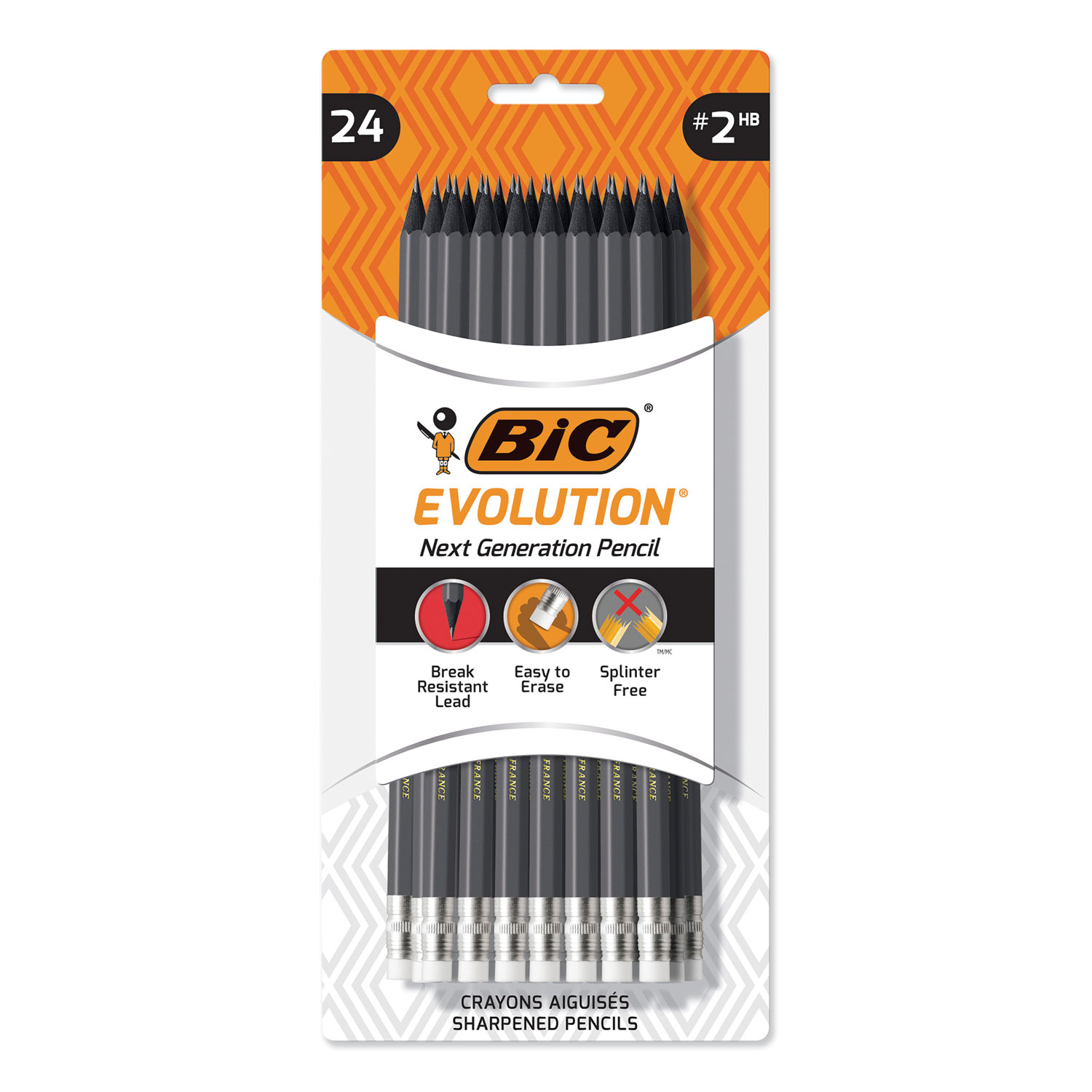  BIC PGEBP241 Evolution Pencil, HB (#2), Black Lead, Gray Barrel, 24/Pack (BICPGEBP241) 