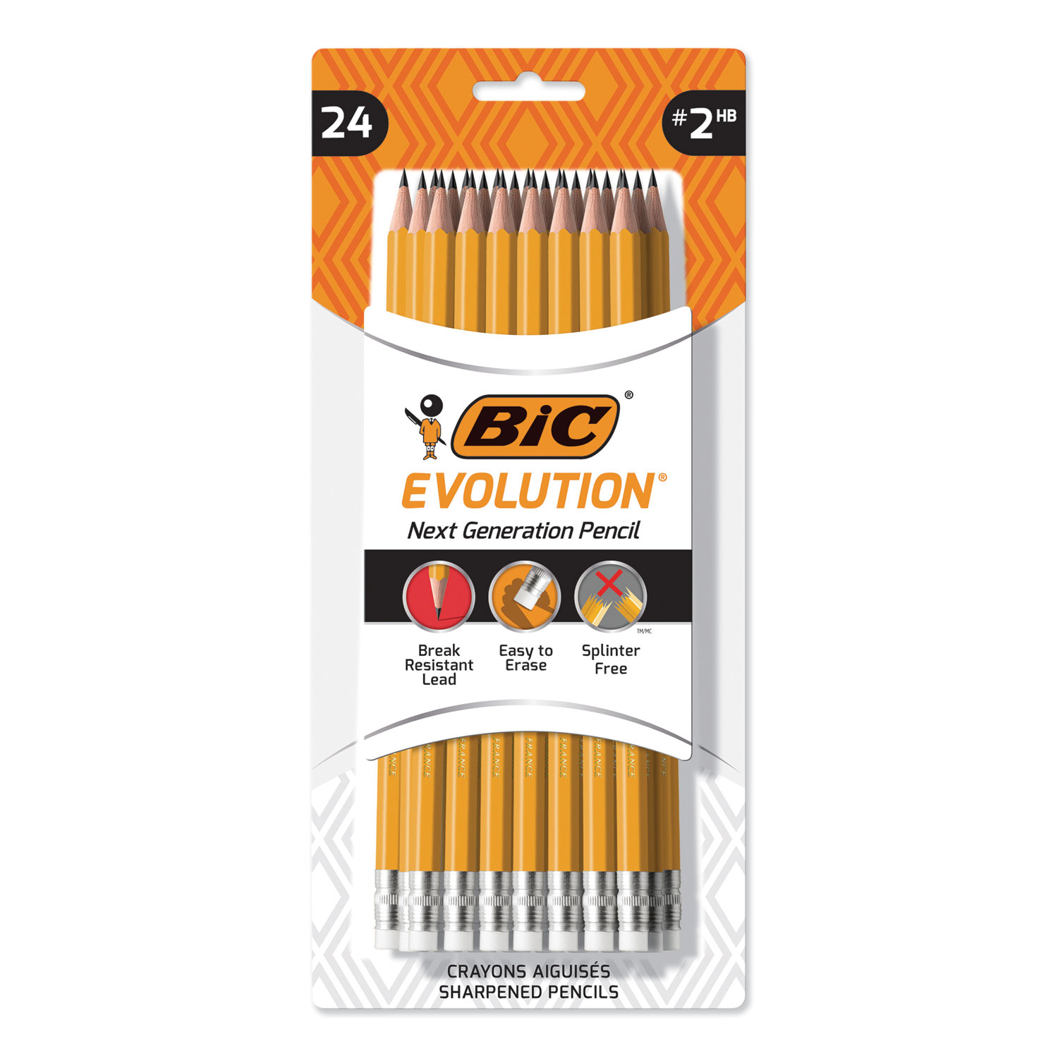 BIC PGEYP241 Evolution Pencil, HB (#2), Black Lead, Yellow Barrel, 24/Pack (BICPGEYP241) 