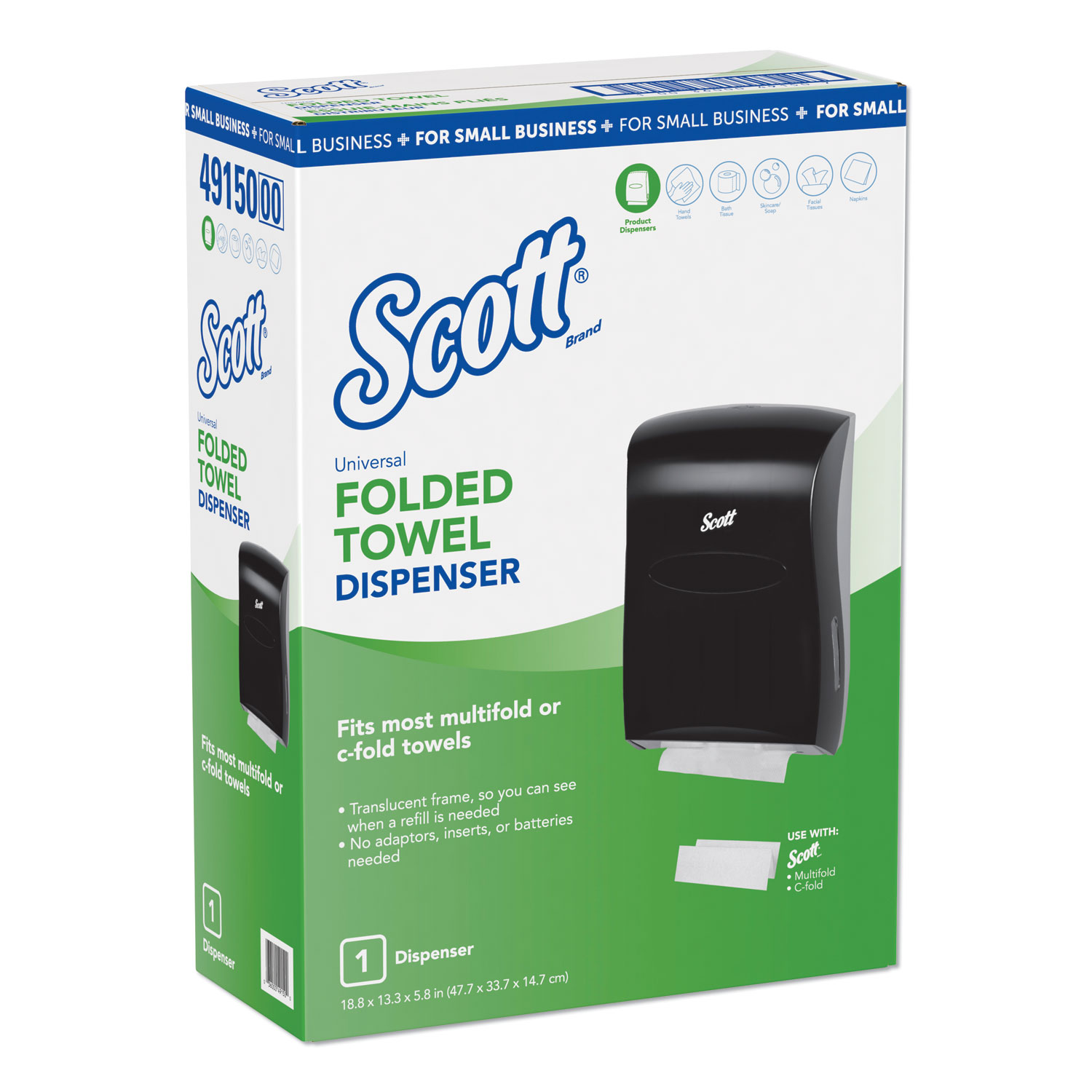  Scott 49150 Control Slimfold Towel Dispenser, 13.3 x 5.9 x 18.9, Black (KCC49150) 
