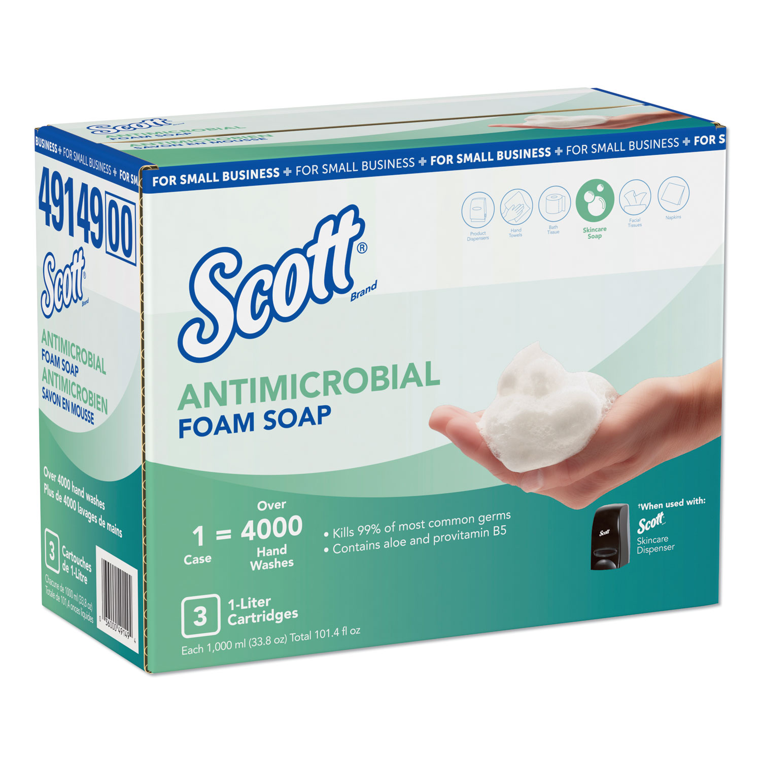  Scott 49149 Control Antimicrobial Foam Skin Cleanser , Unscented, 1000mL Refill, 3/Carton (KCC49149) 
