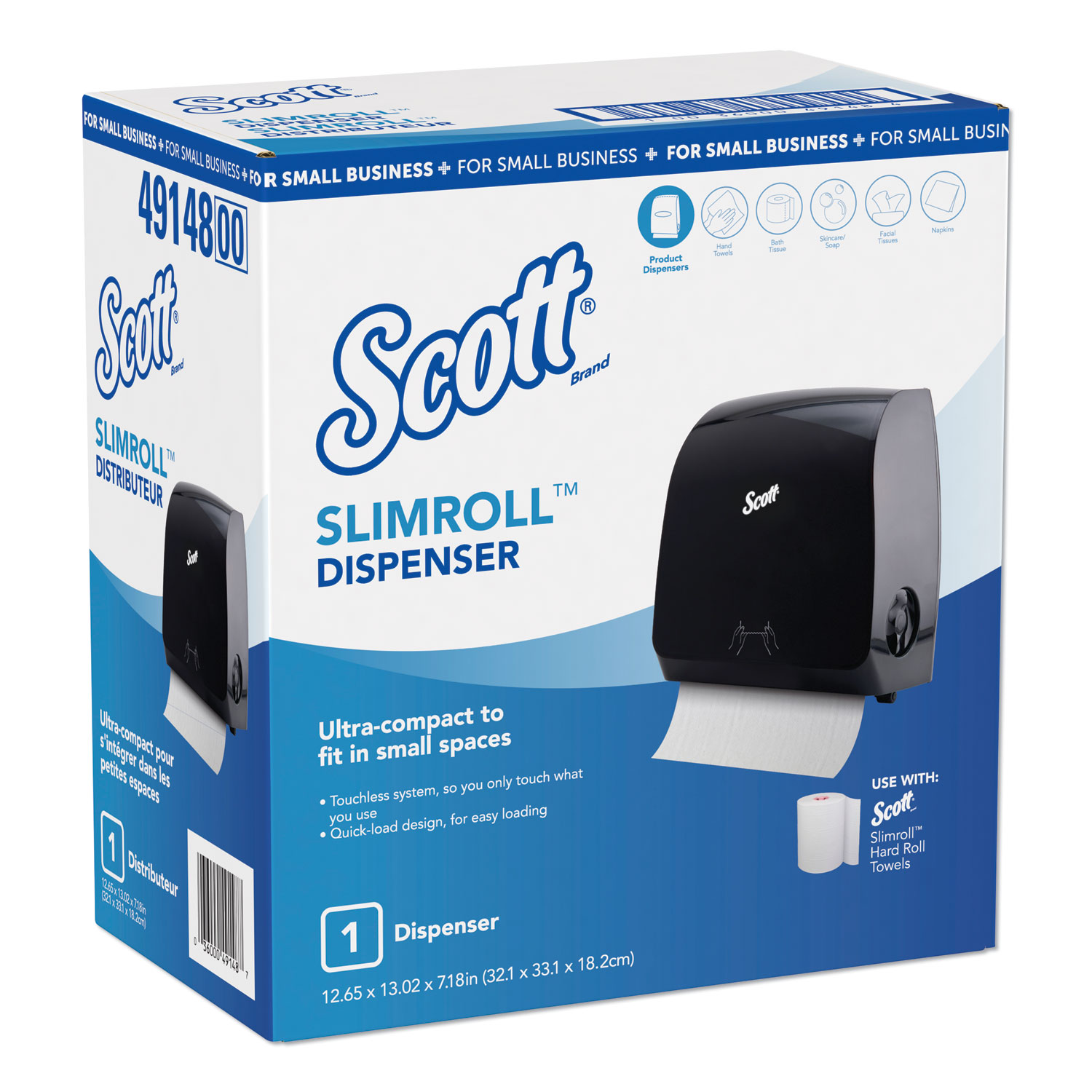  Scott 49148 Control Slimroll Manual Towel Dispenser, 12.65 x 7.8 x 13.02, Black (KCC49148) 