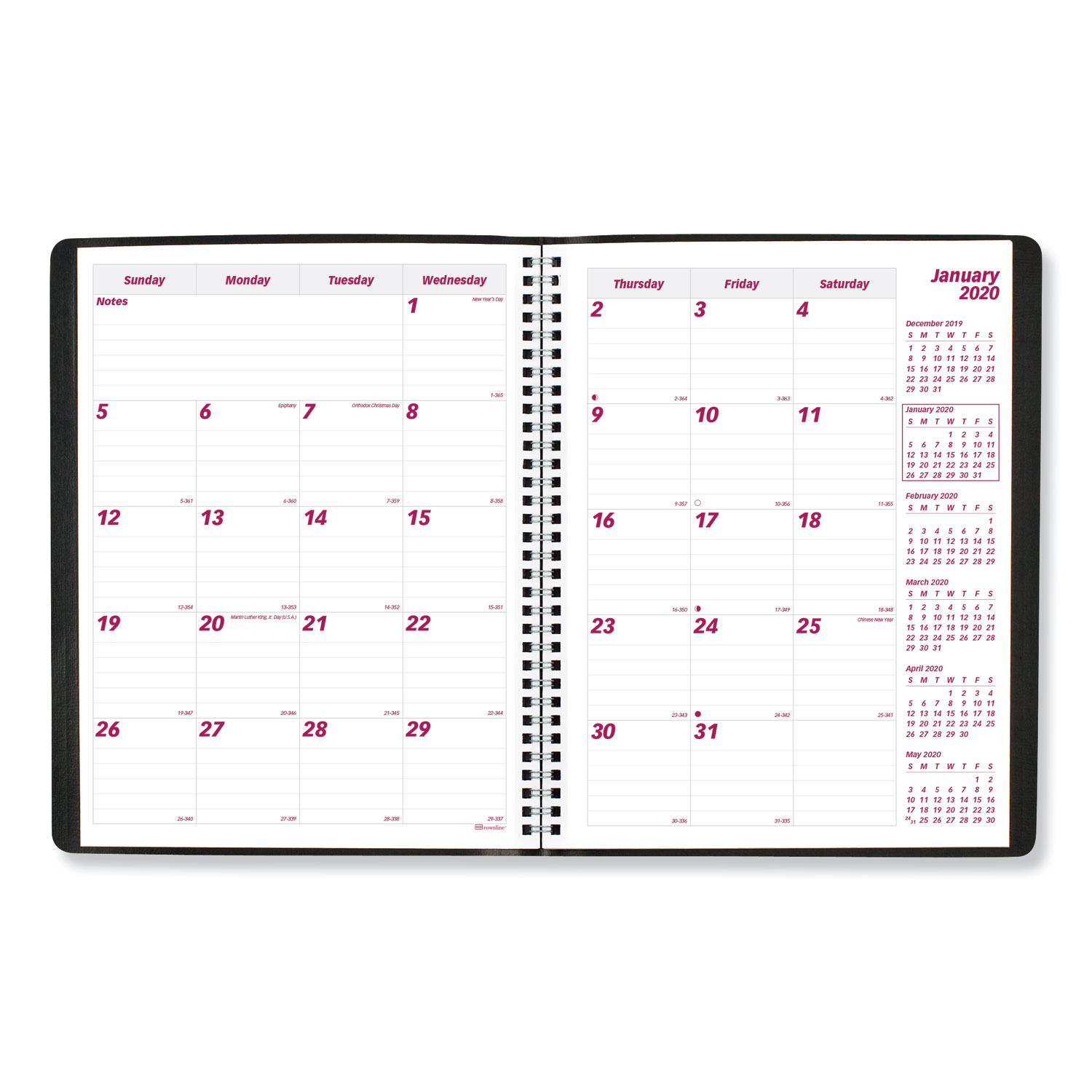  Brownline CB1262.BLK Essential Collection 14-Month Ruled Planner, 11 x 8 1/2, Black, 2020 (REDCB1262BLK) 