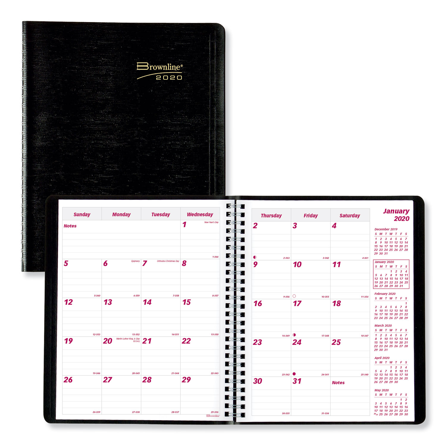  Brownline CB1200.BLK Essential Collection 14-Month Ruled Planner, 8 7/8 x 7 1/8, Black, 2020 (REDCB1200BLK) 