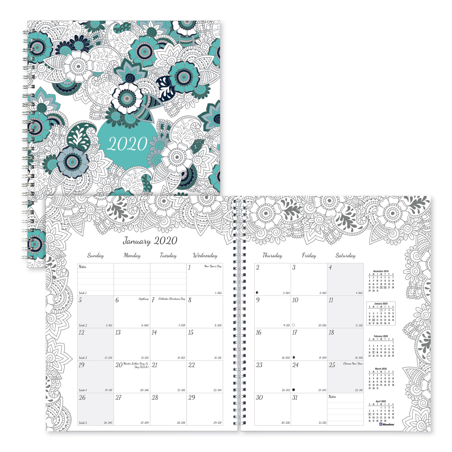  Blueline C2920.01 Doodleplan Monthly Planner, 8 7/8 x 7 1/8, Coloring Pages, 2020 (REDC292001) 