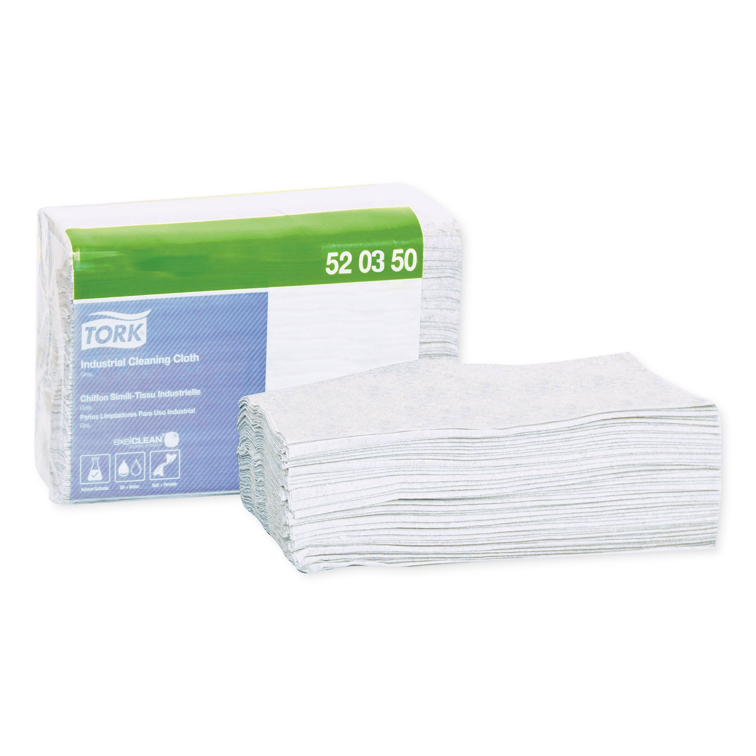  Tork 520350 Industrial Cleaning Cloths, 1-Ply, 12.6 x 15.16, Gray, 55/Pack, 8 Packs/Carton (TRK520350) 
