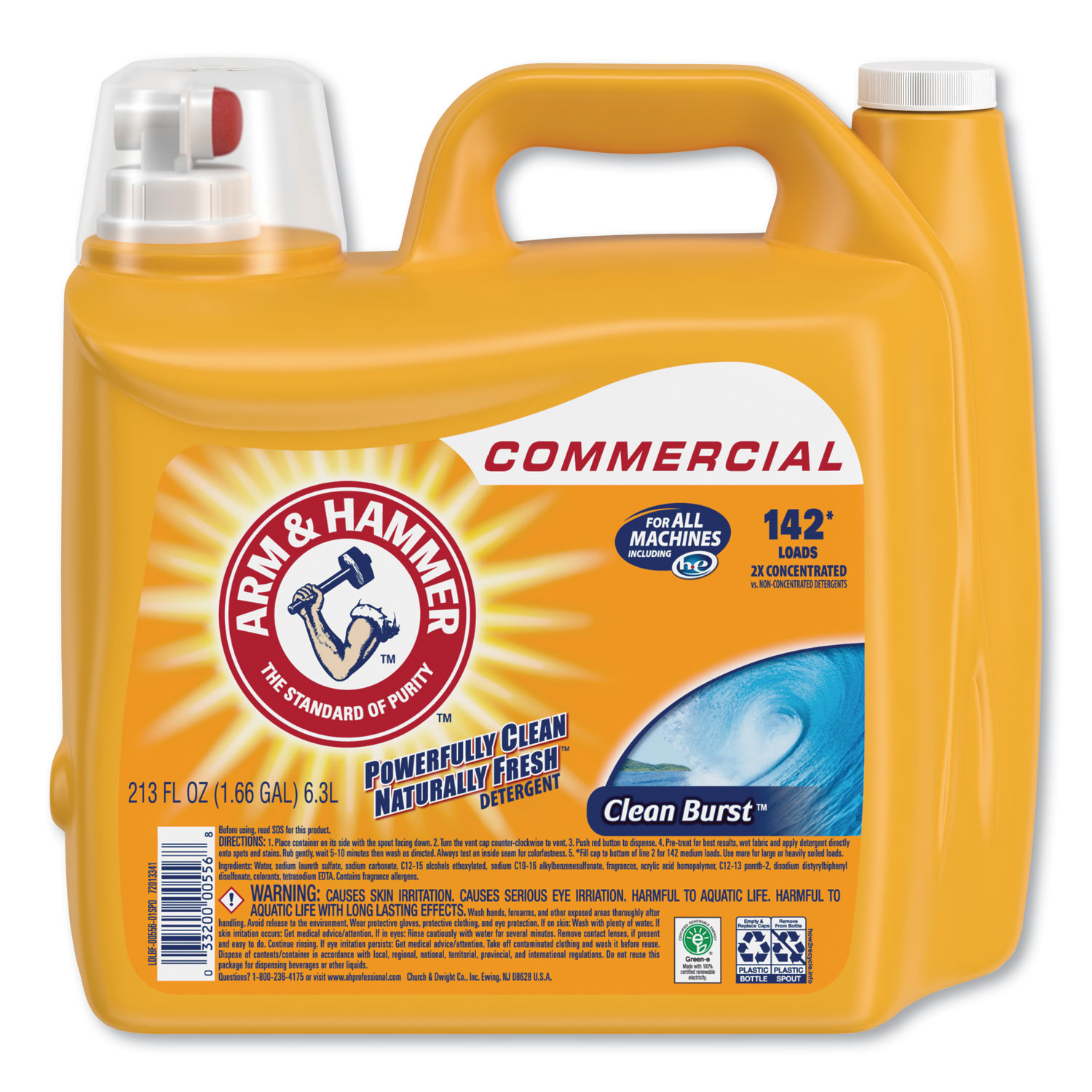  Arm & Hammer 33200-00556 Dual HE Clean-Burst Liquid Laundry Detergent, 213 oz Bottle (CDC3320000556) 