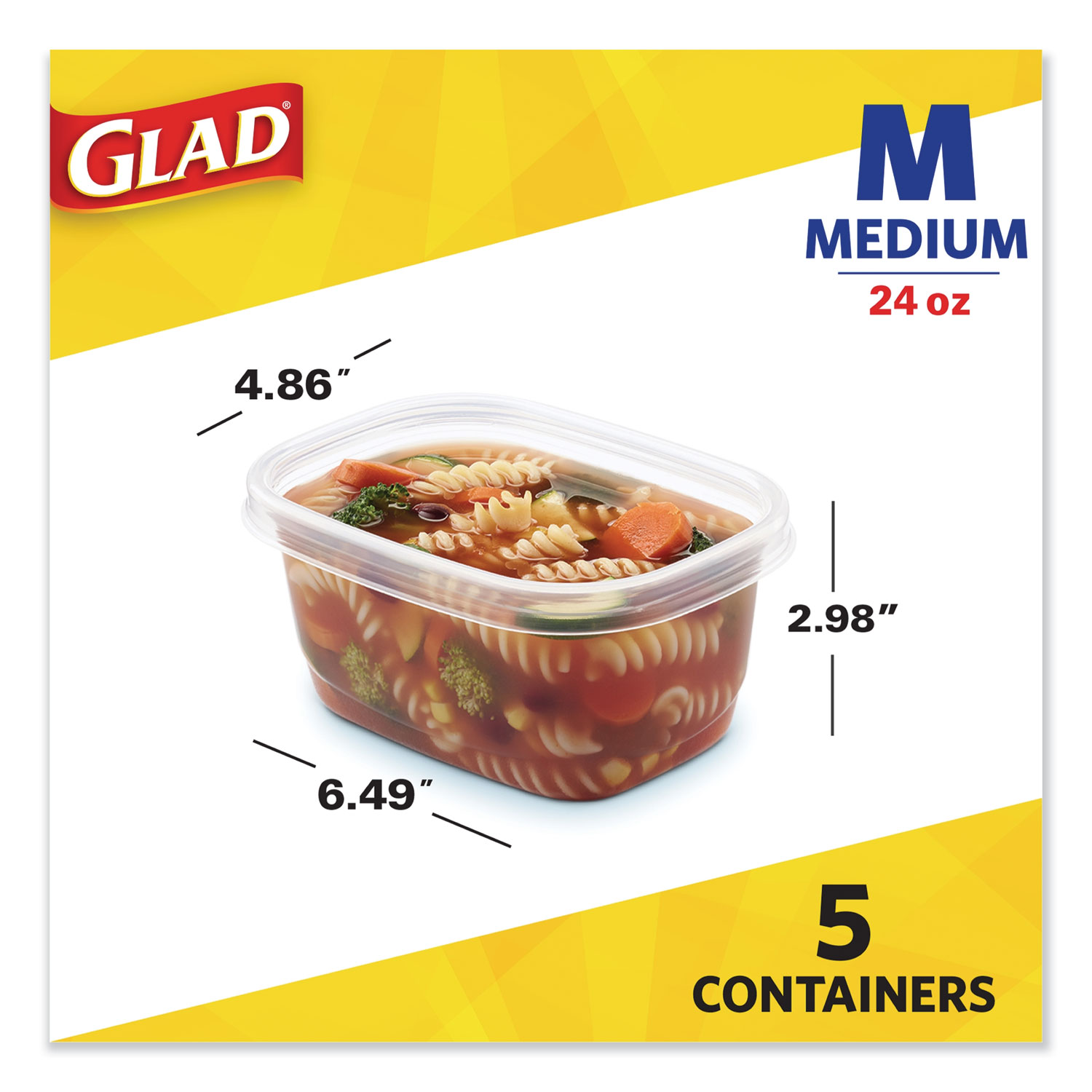 Soup and Salad Food Storage Containers 24 oz, 5/Pack
