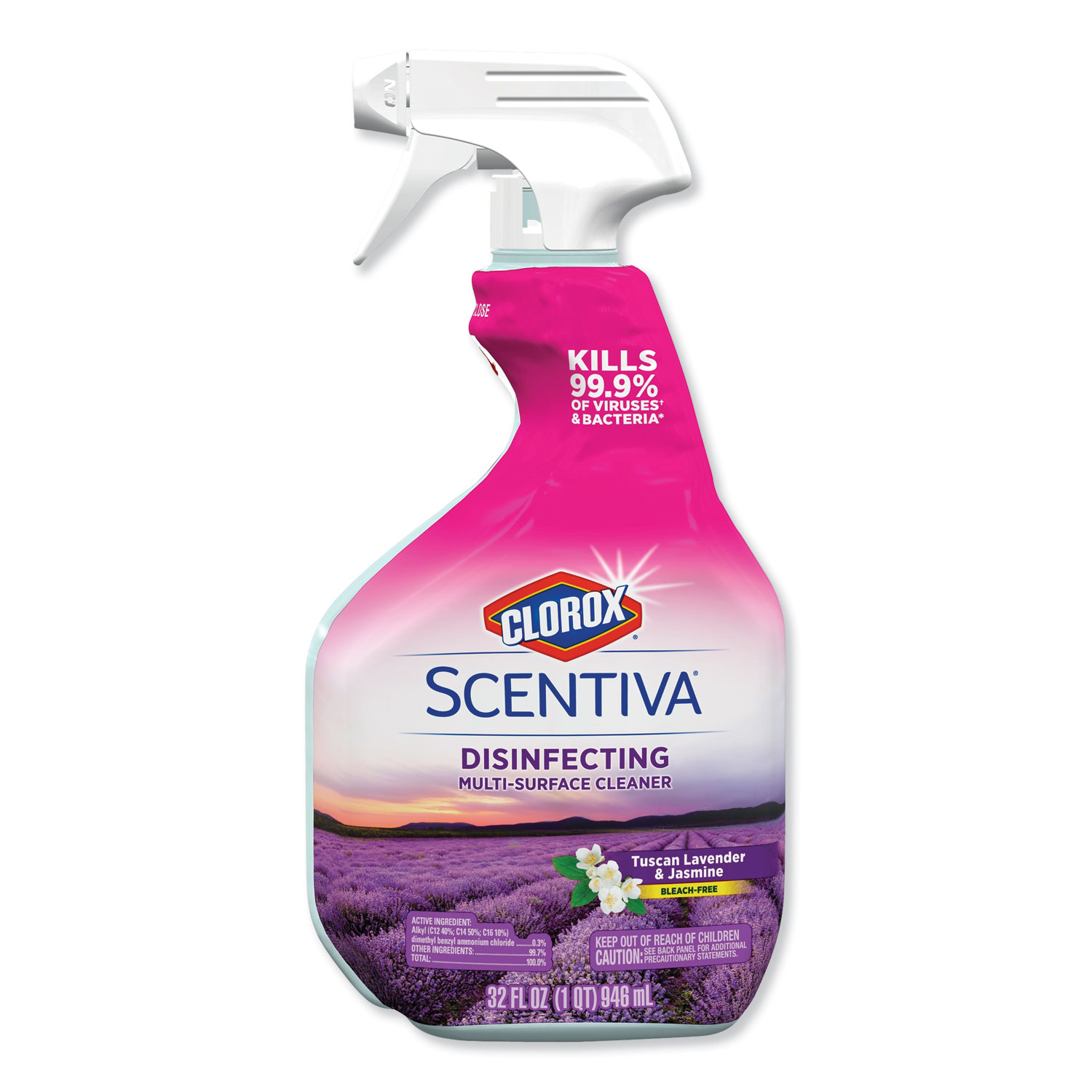  Clorox 31387EA Scentiva Multi Surface Cleaner, Tuscan Lavender and Jasmine, 32oz, Spray Bottle (CLO31387EA) 