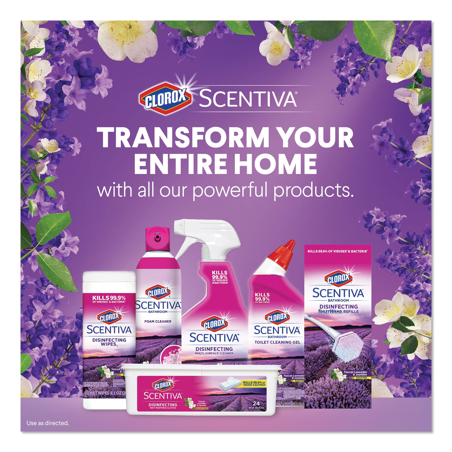 Scentiva Multi Surface Cleaner, Tuscan Lavender and Jasmine, 32oz, Spray Bottle