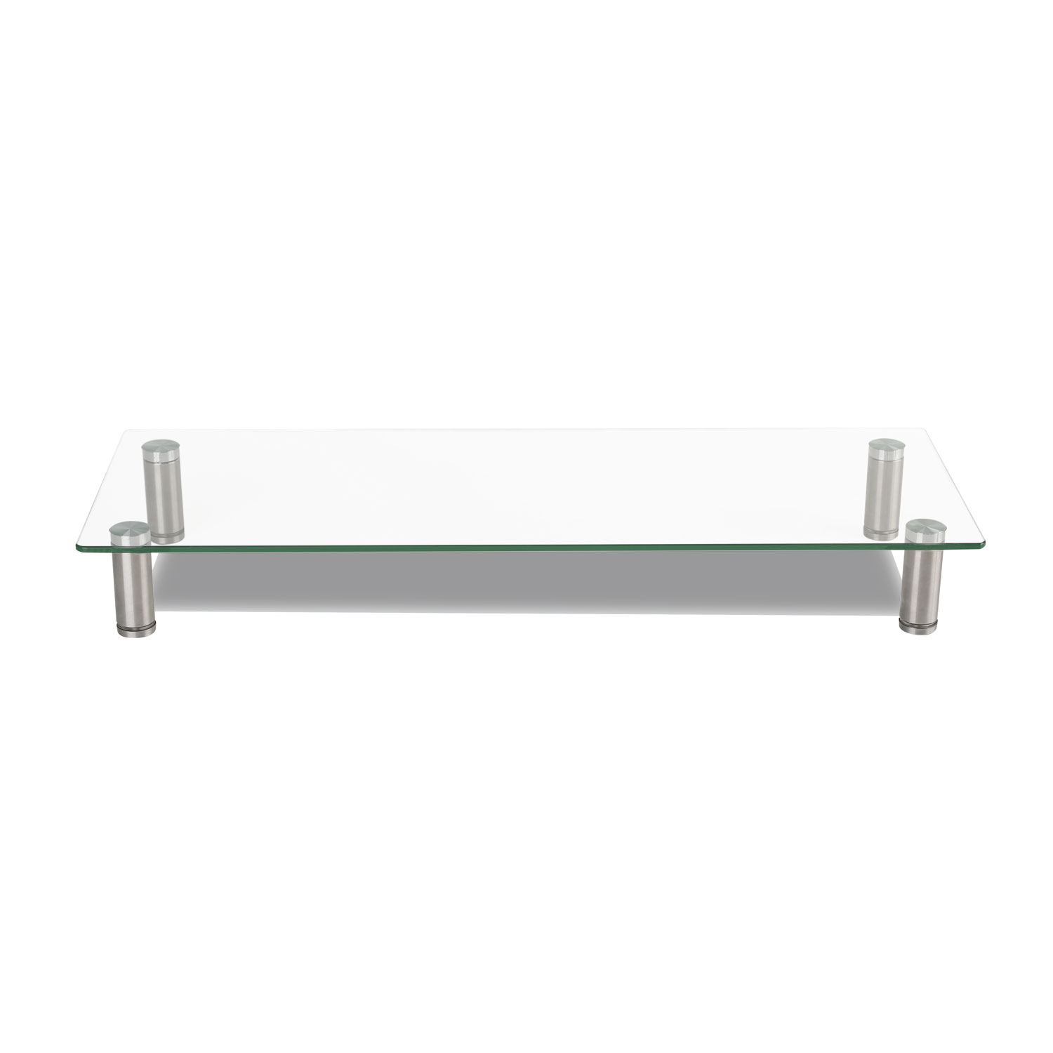 Adjustable Tempered Glass Monitor Riser, 22 3/4 x 8 1/4 x 3 1/2, Clear/Silver