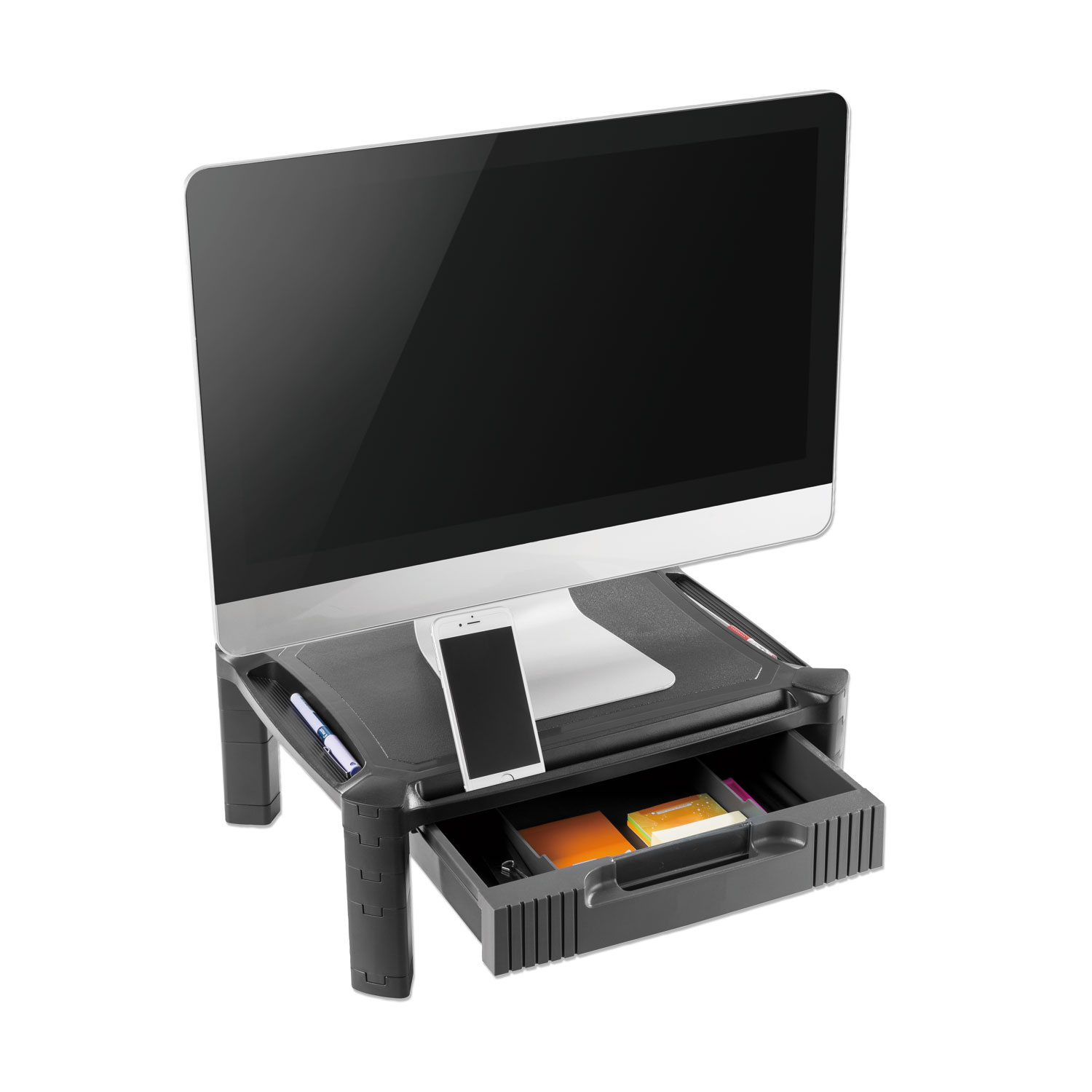  Innovera IVR55050 Large Monitor Stand with Cable Management and Drawer, 18 3/8 x 13 5/8 x 5 (IVR55050) 