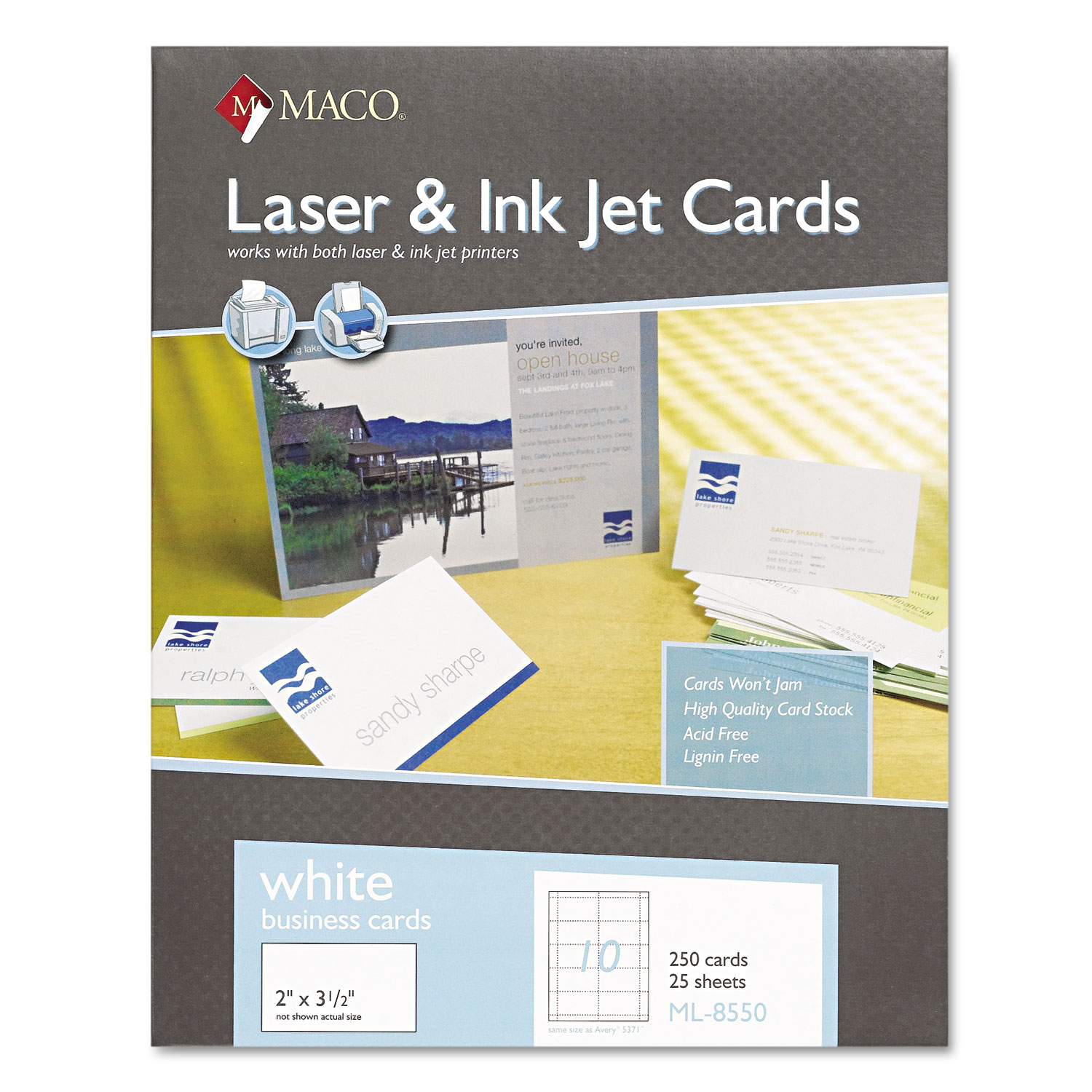 Microperforated Laser/Ink Jet Business Cards, 2 x 3 1/2, White, 250/Box
