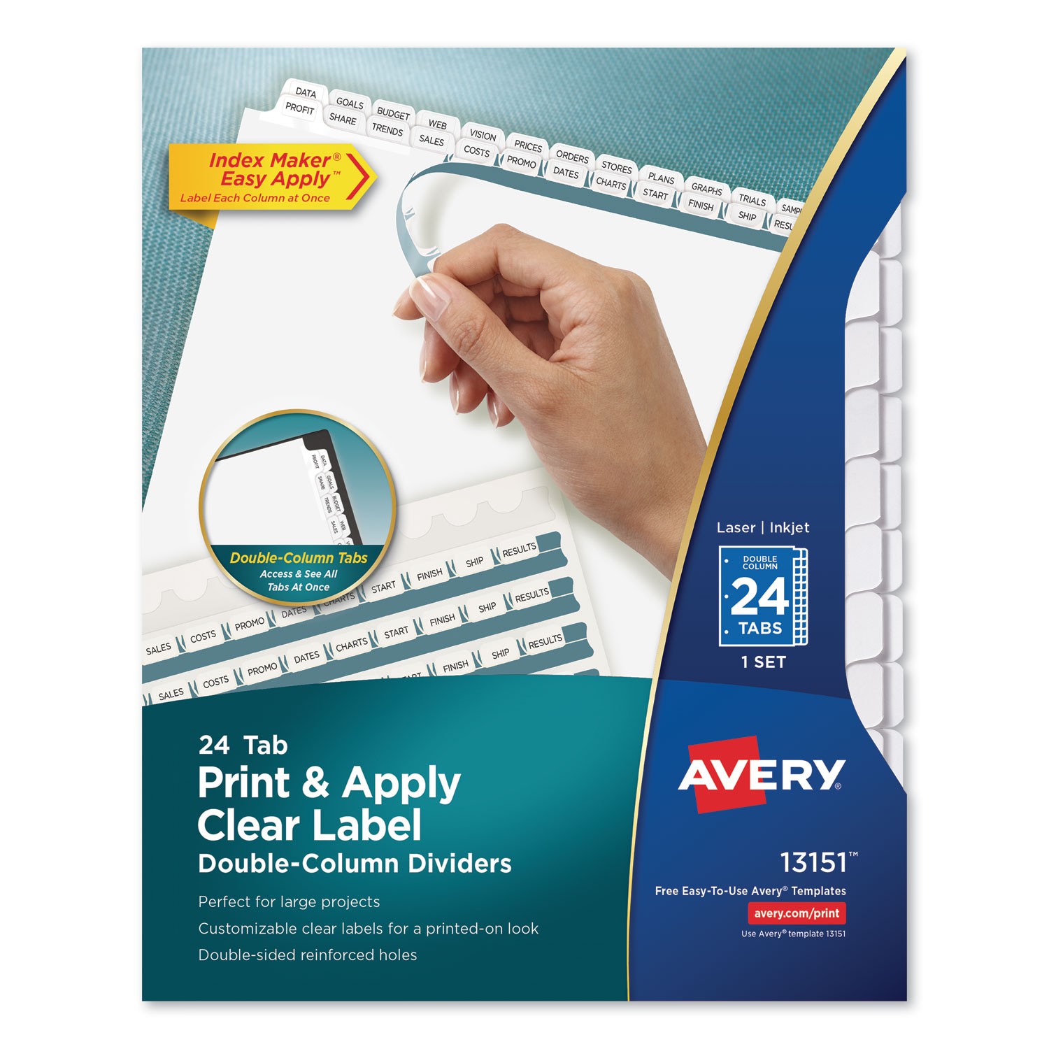  Avery 13151 Index Maker Print & Apply Clear Label Double Column Dividers, 24-Tab, Letter (AVE13151) 
