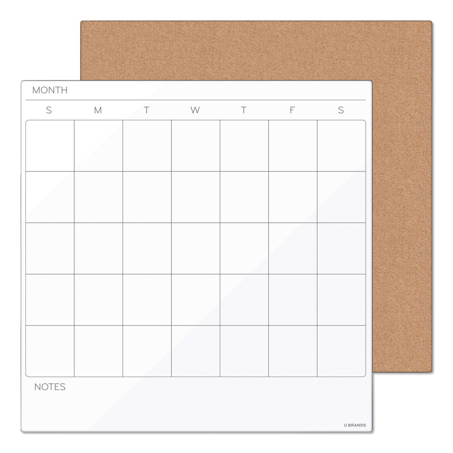  U Brands 3889U00-01 Tile Board Value Pack with Undated One Month Calendar, 14 x 14, White/Natural, 2/Set (UBR3889U0001) 