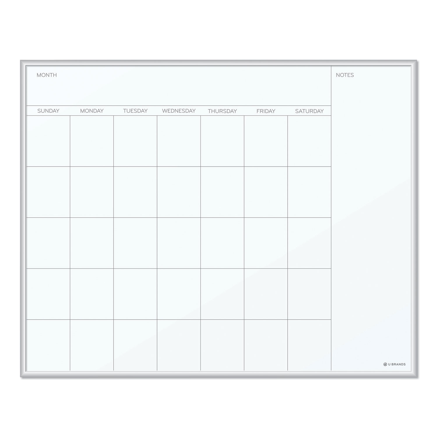  U Brands 361U00-01 Magnetic Dry Erase Undated One Month Calendar Board, 20 x 16, White (UBR361U0001) 