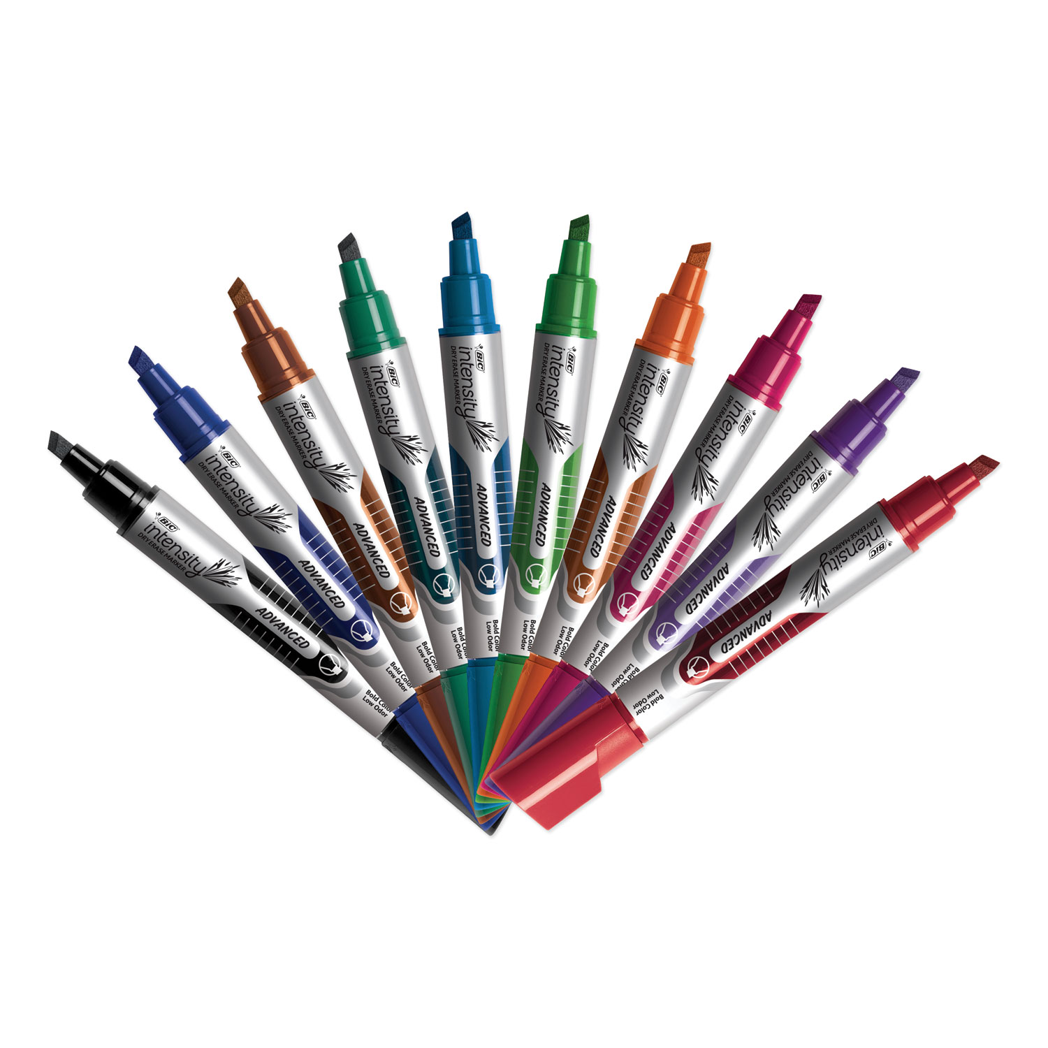 BIC Low Odor and Bold Writing Pen Style Dry Erase Marker Bullet Tip Assorted 12