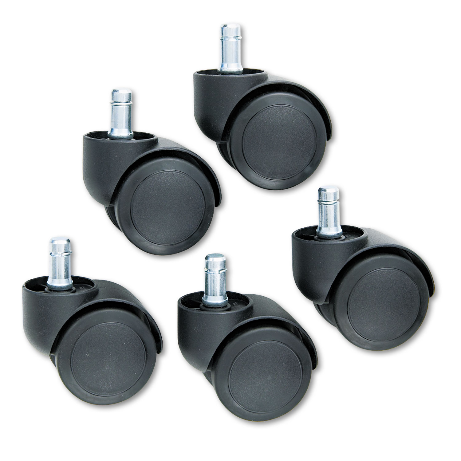 Safety Casters, Oversize Neck Polyurethane, B Stem, 110 lbs./Caster, 5/Set