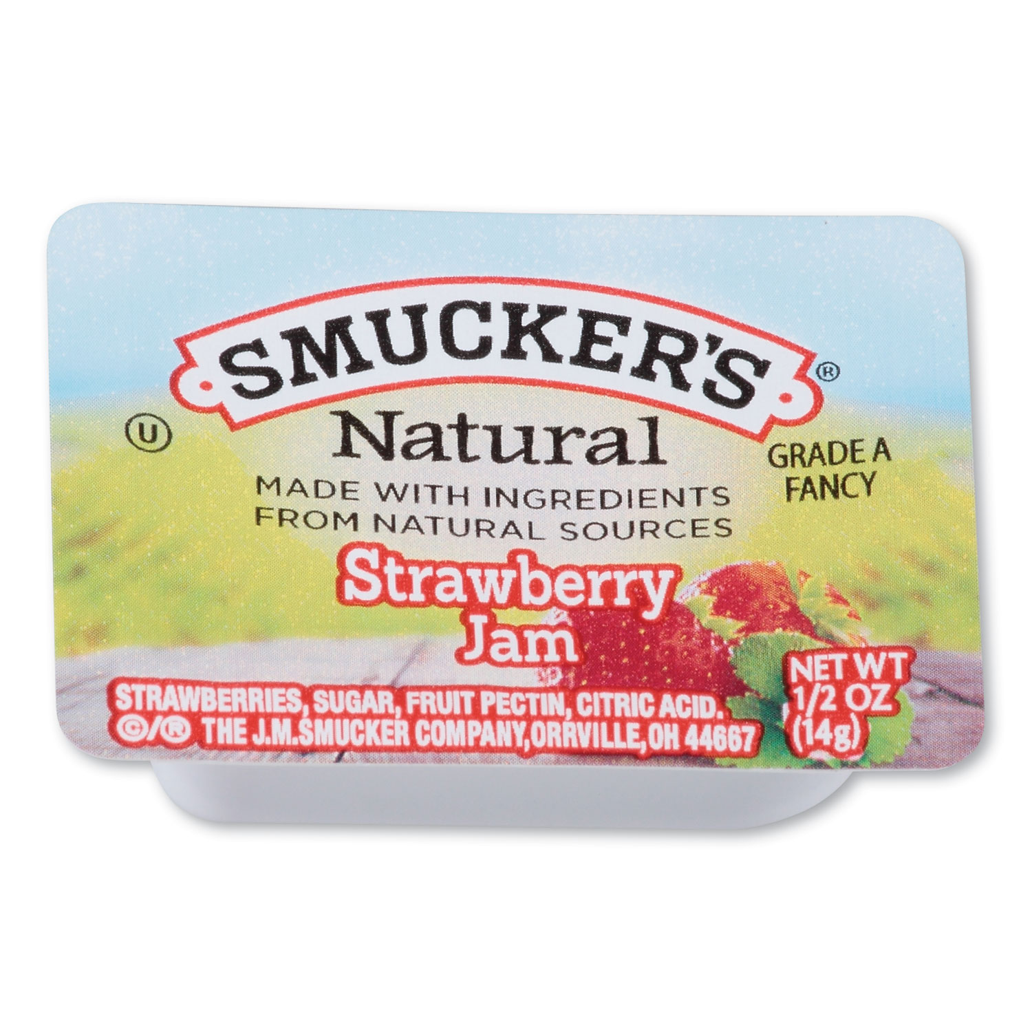  Smucker's 8201 Smuckers 1/2 Ounce Natural Jam, 0.5 oz Container, Strawberry, 200/Carton (SMU8201) 