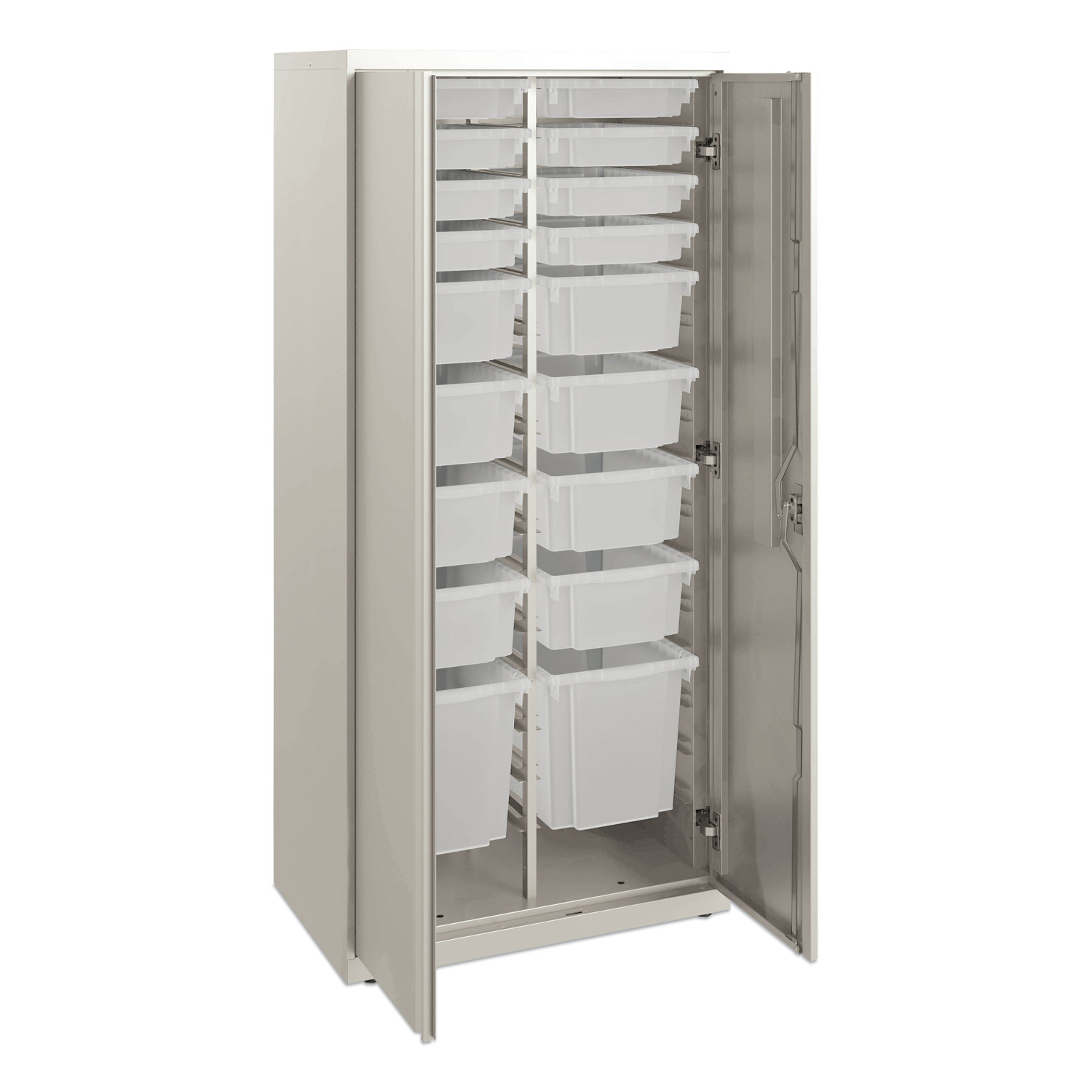 Flagship Storage Cabinet with 8 Small, 8 Medium and 2 Large Bins, 30w x 18d x 64.25h, Loft