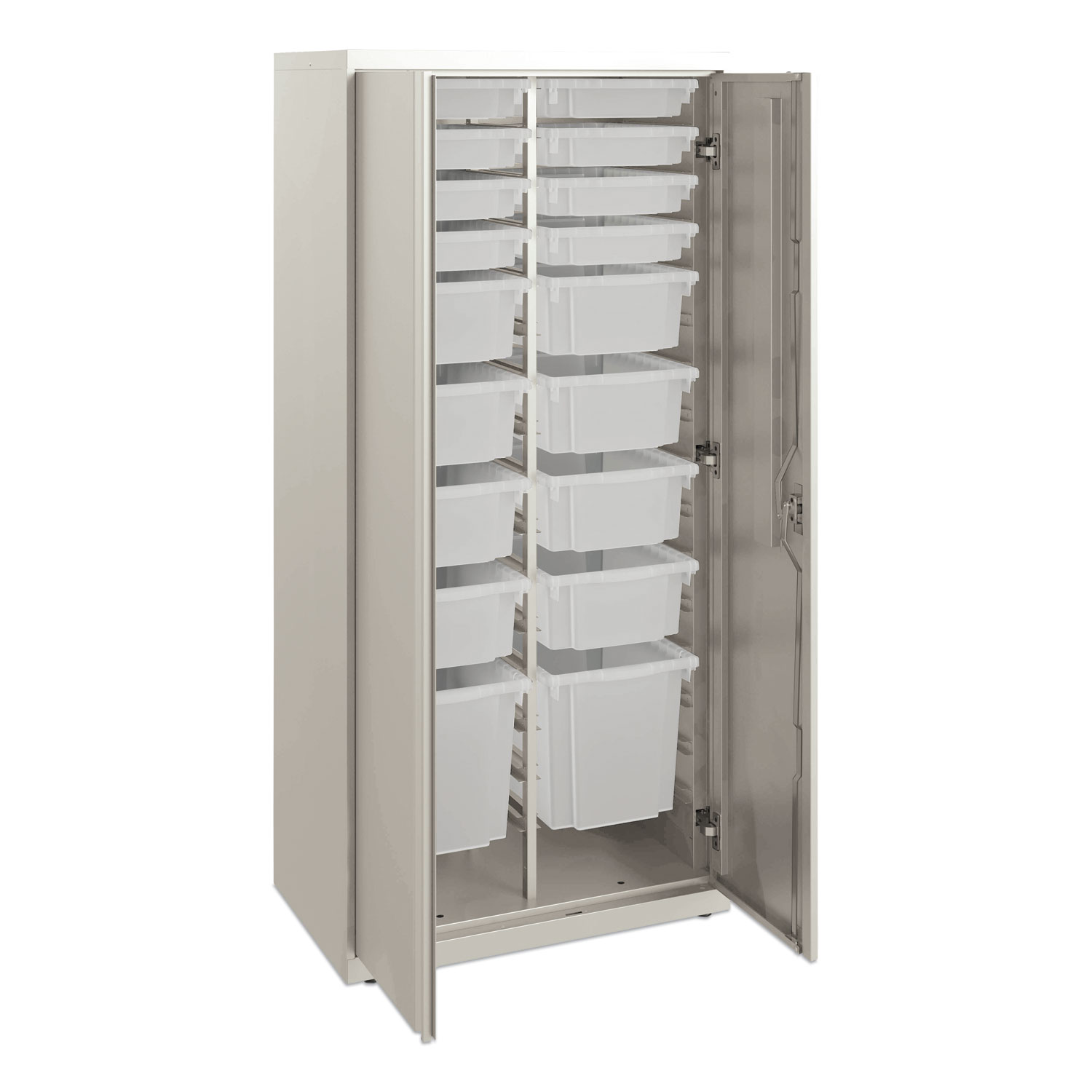 Flagship Storage Cabinet with 8 Small, 8 Medium and 2 Large Bins, 30w x 18d  x 64.25h, Loft - BOSS Office and Computer Products