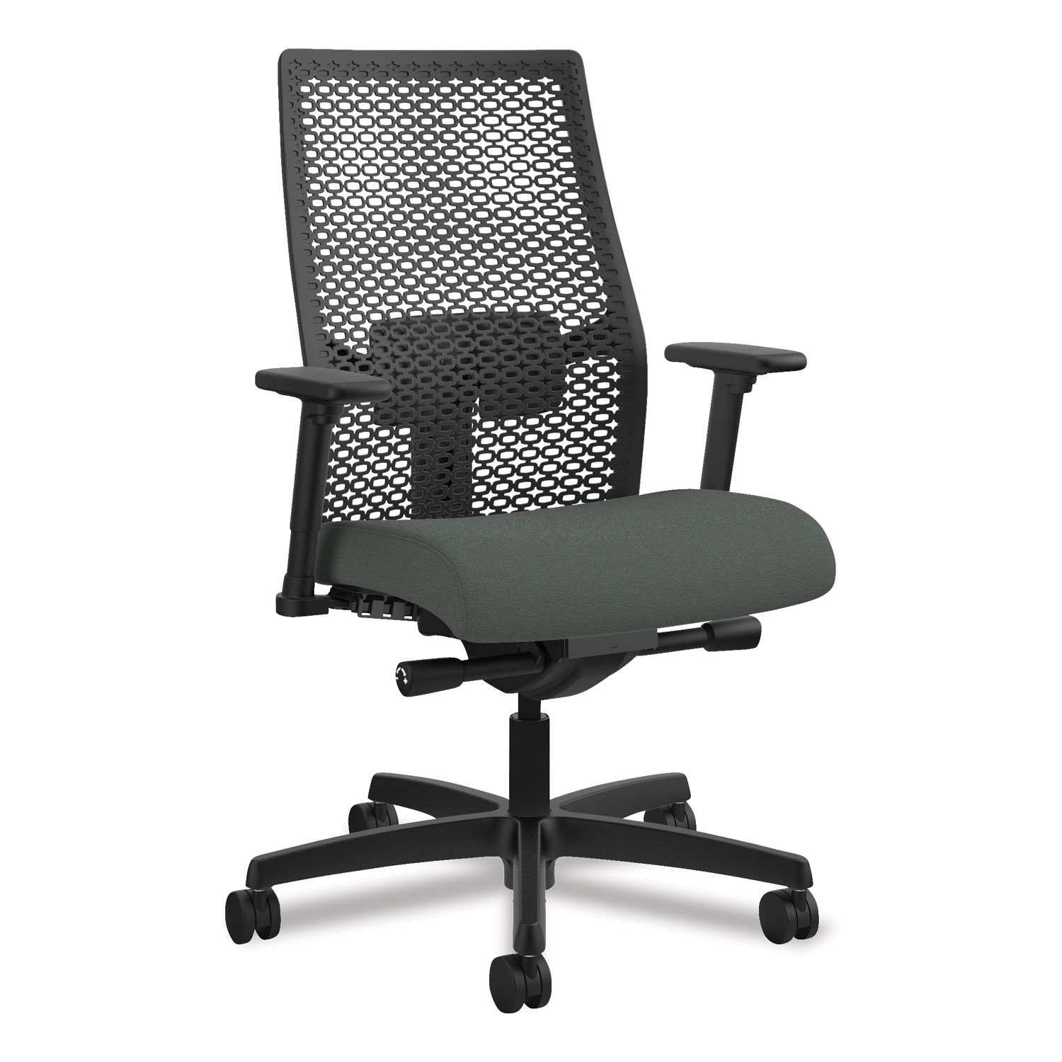  HON HONI2MRL2AC19TK Ignition 2.0 Reactiv Mid-Back Task Chair, Supports up to 300 lbs., Iron Ore Seat, Black Back, Black Base (HONI2MRL2AC19TK) 