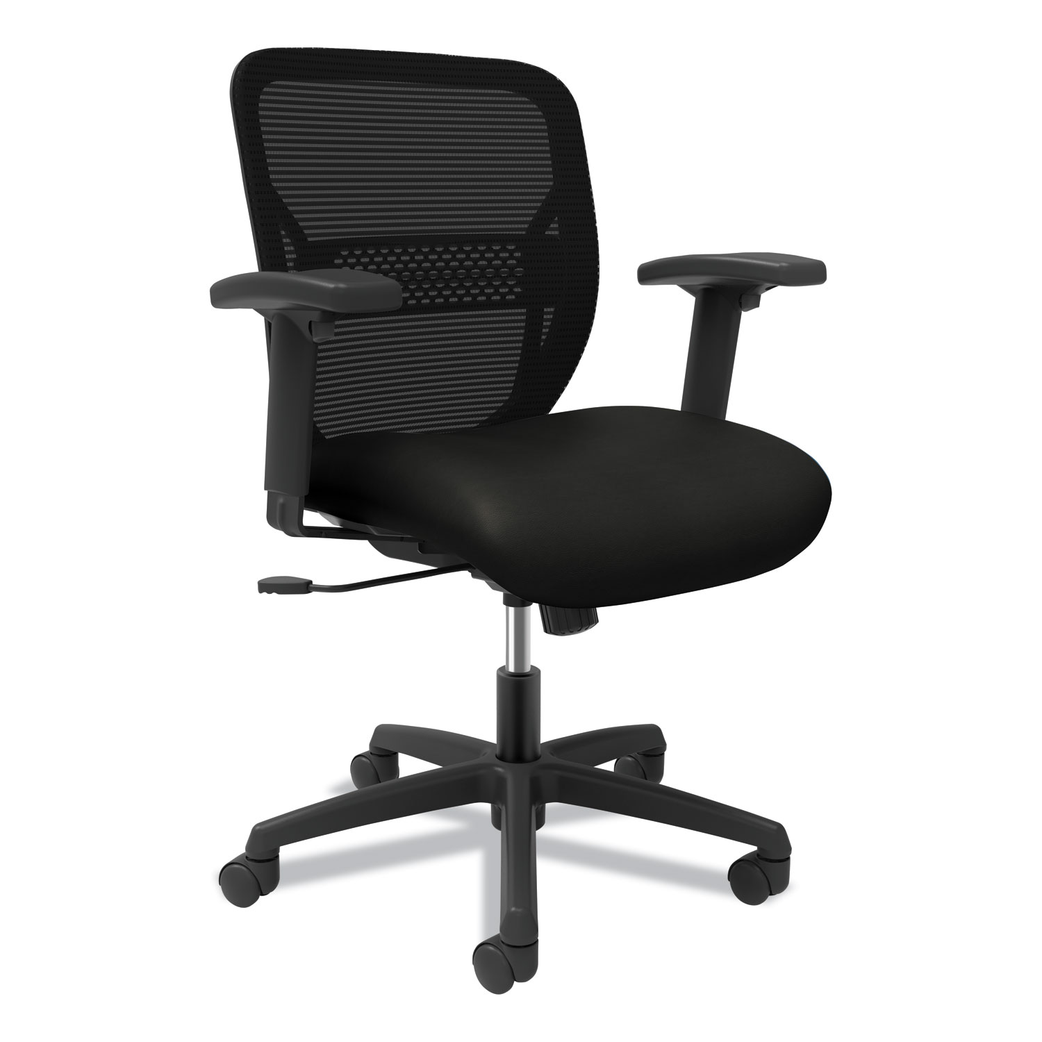  HON HONGTHMZ1UR10 Gateway Mid-Back Task Chair with Arms, Supports up to 250 lbs, Vinyl, Black Seat, Black Back, Black Base (HONGTHMZ1UR10) 
