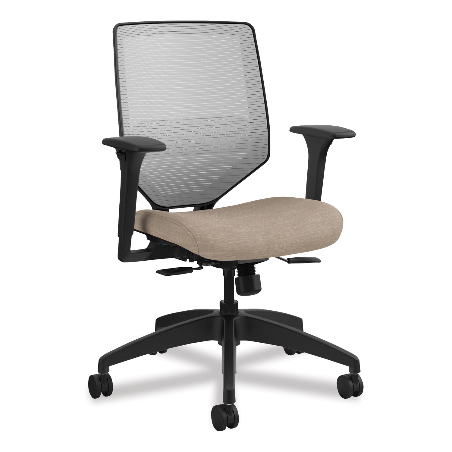  HON HONSVM1ALIFC22T Solve Series Mesh Back Task Chair, Supports up to 300 lbs., Putty Seat, Fog Back, Black Base (HONSVM1ALIFC22T) 