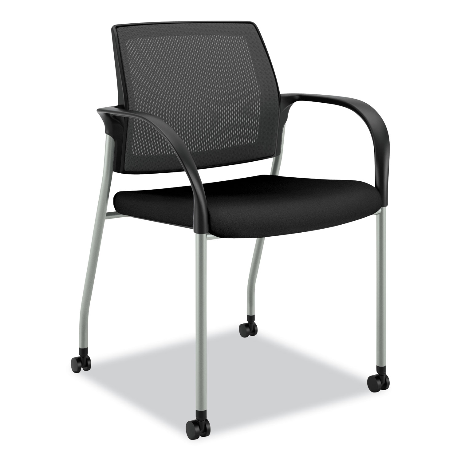  HON HONIS107IMCU10P Ignition Series Mesh Back Mobile Stacking Chair, Fabric, Black Seat, Black Back, Platinum Base (HONIS107IMCU10P) 