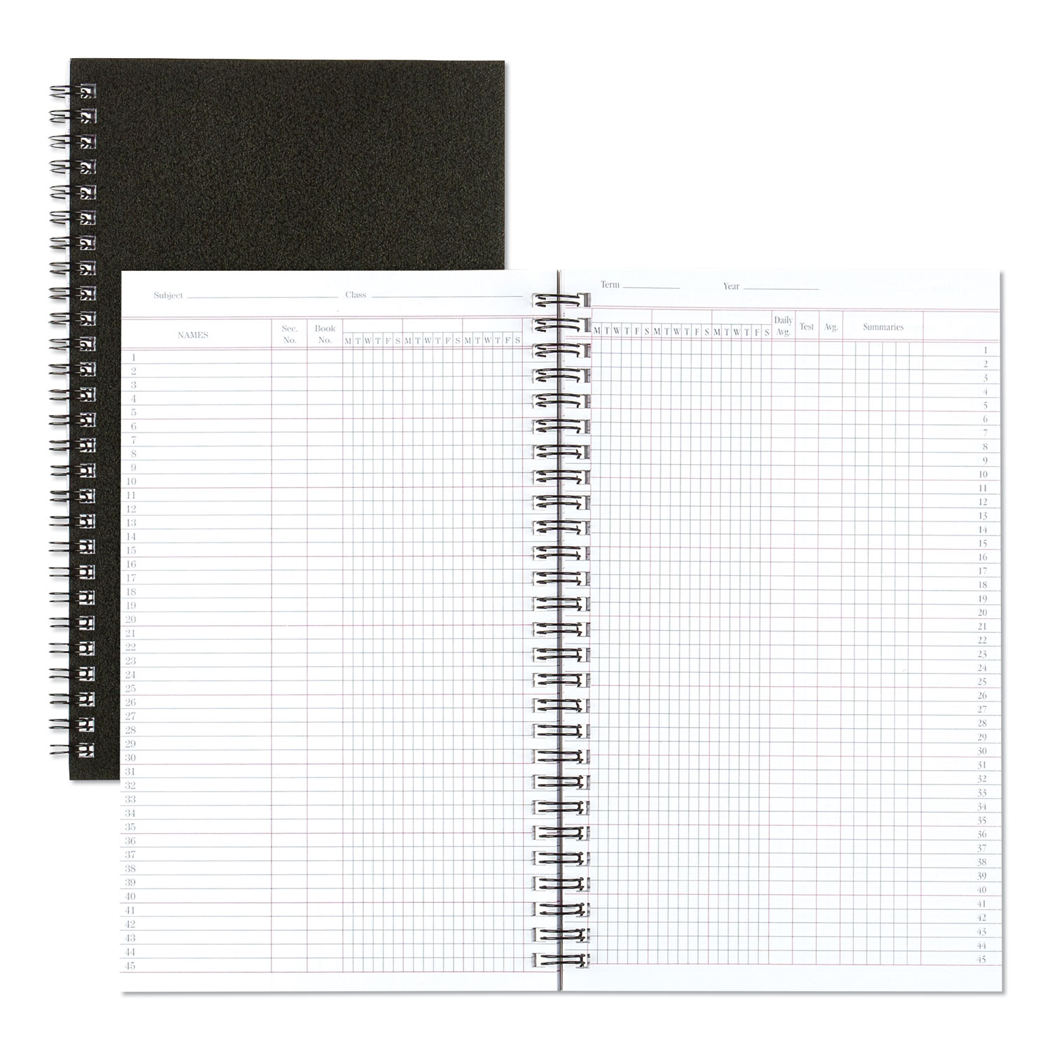  National 33990 Class Record Book, 6-Day/6-Week Format, 9-1/2 x 5-3/4, Black, 120 Pages (RED33990) 
