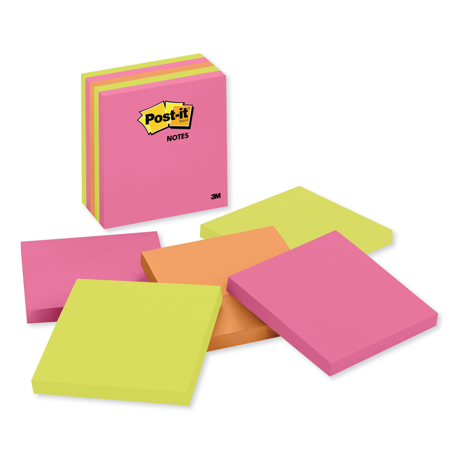 Fan-Folded Self-Stick Pop-Up Note Pads, 3 x 3, Assorted Bright Colors,  100 Sheets/Pad, 12 Pads/Pack - Zerbee