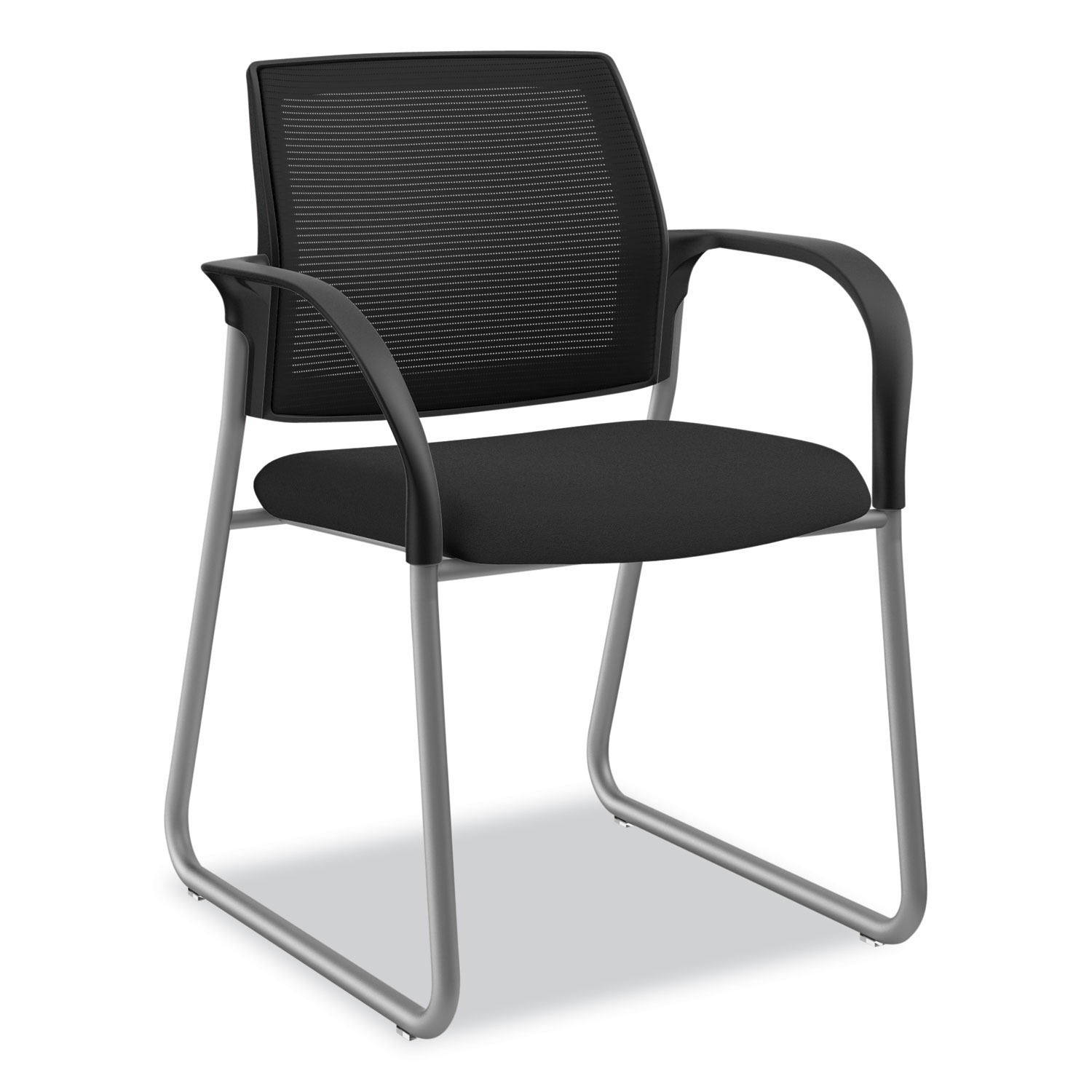  HON HONIB108IMCU10P Ignition Series Mesh Back Guest Chair with Sled Base, 25 x 22 x 34, Black Seat, Black Back, Platinum Base (HONIB108IMCU10P) 