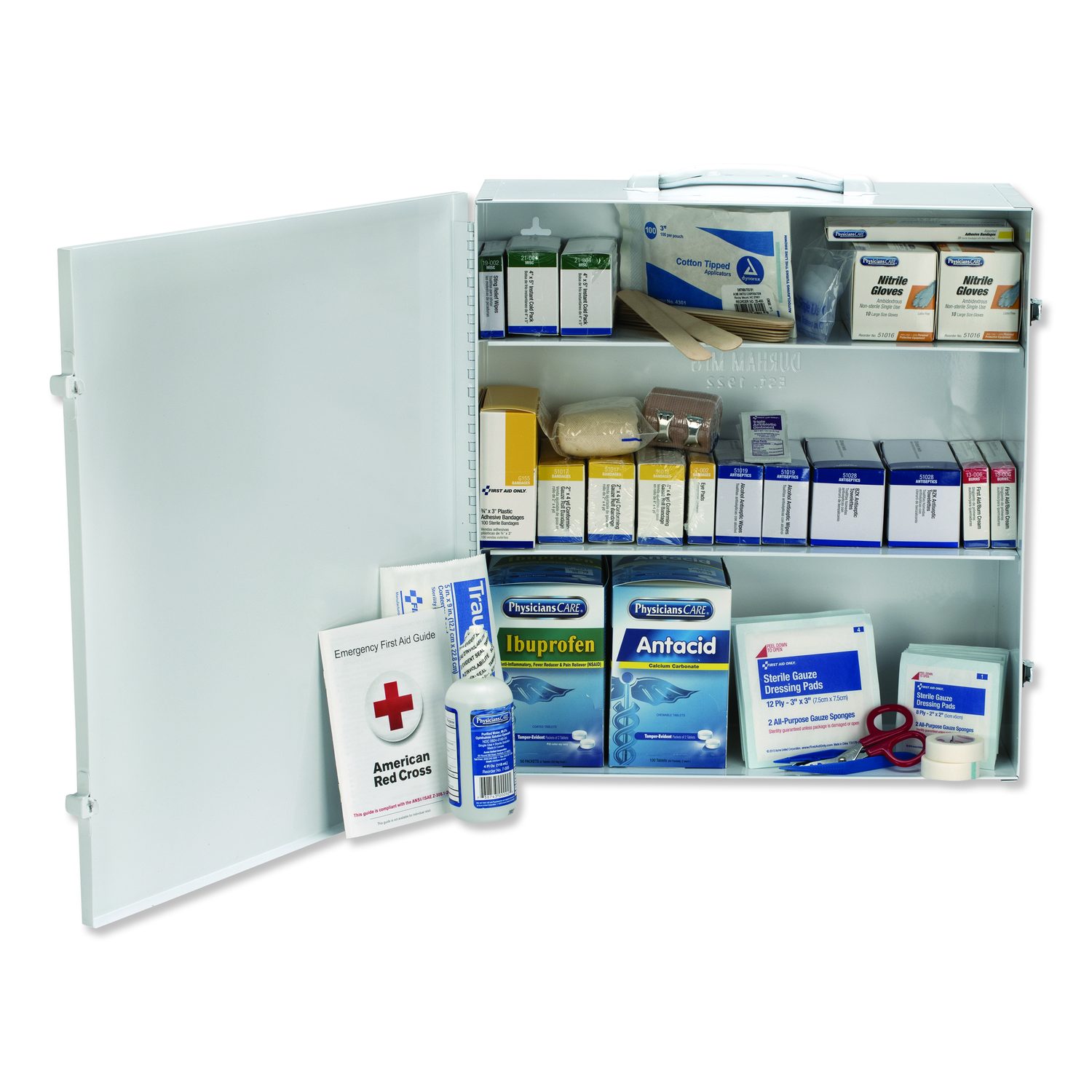 Industrial First Aid Kit for 100 People, 694 Pieces, Metal Case