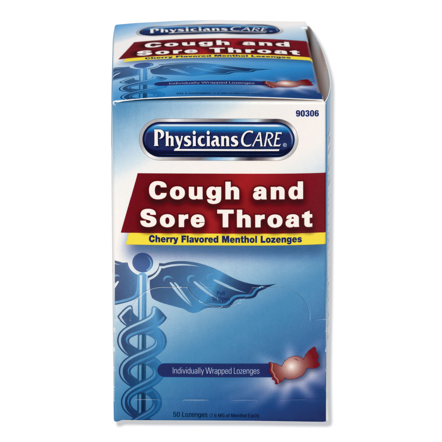 Cough and Sore Throat, Cherry Menthol Lozenges, 50 Individually Wrapped per Box