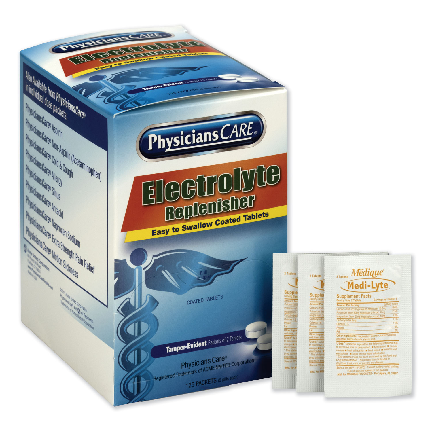  PhysiciansCare 90032 Electrolyte Tabs, 2 Tablets/Pack, 125 Packs/Box (ACM90032) 