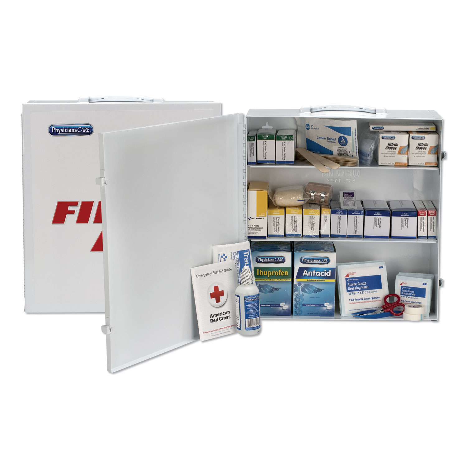 Industrial First Aid Kit for 100 People, 694 Pieces, Metal Case
